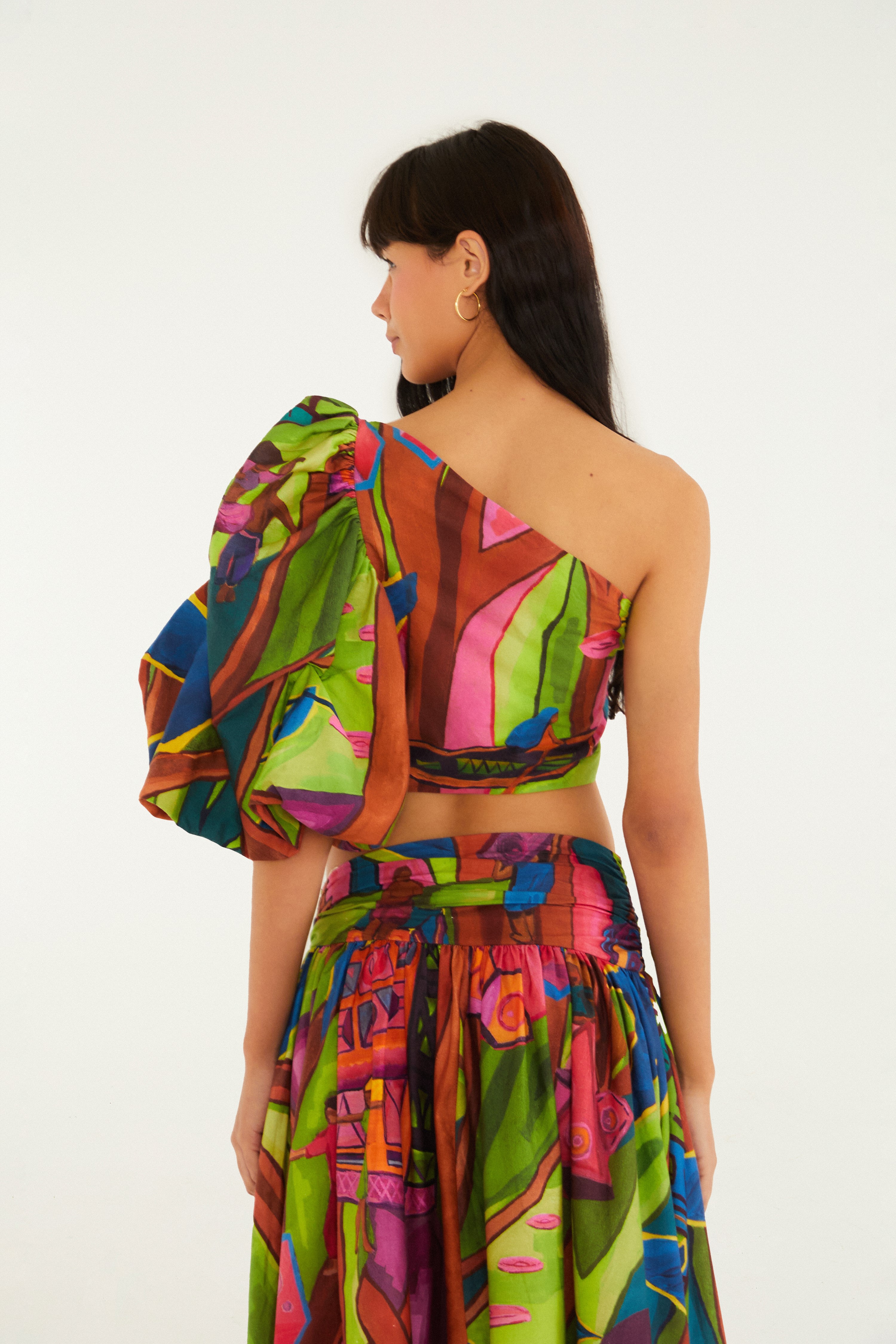 Blusa Manga Estampada Tropical Sound System