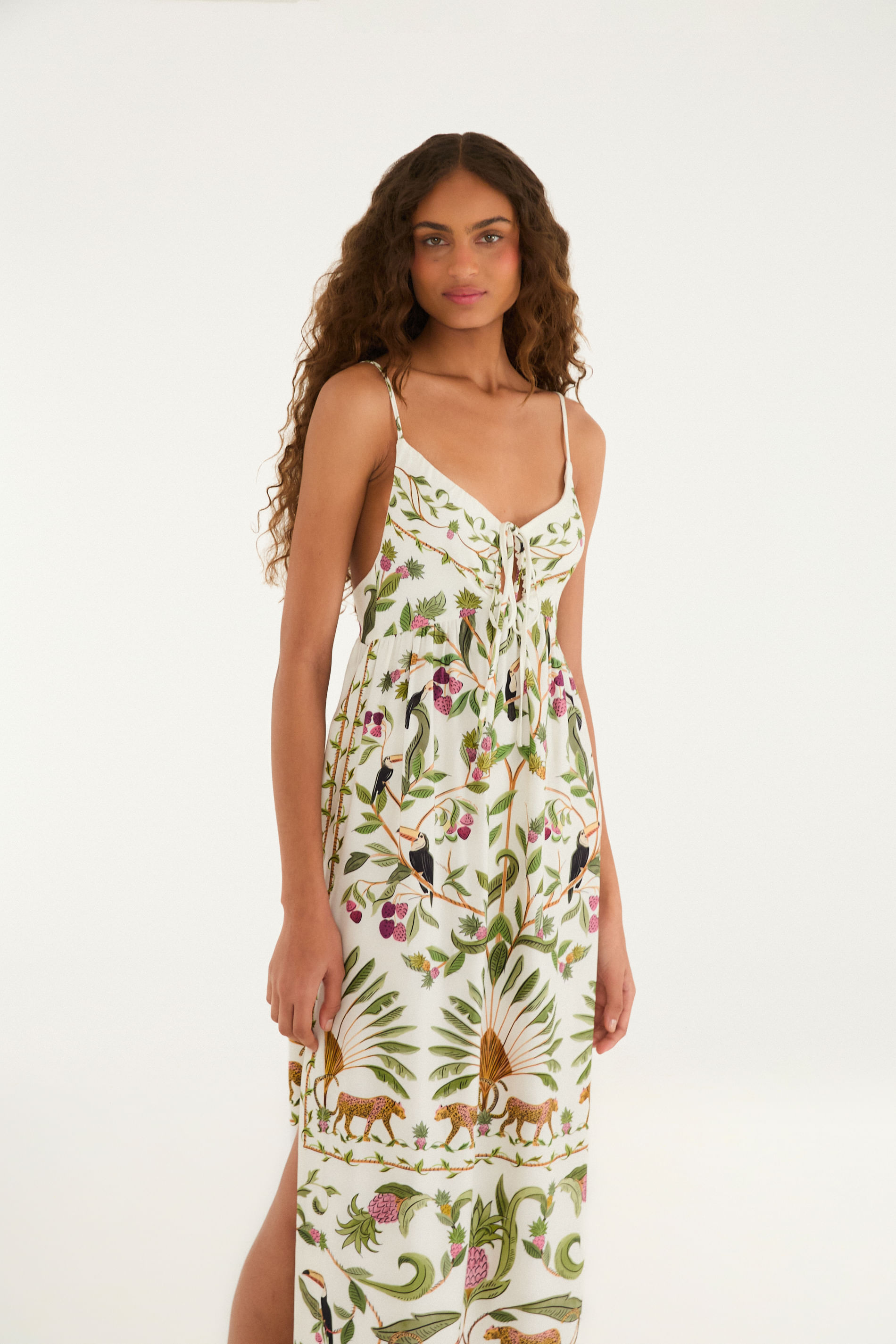 Vestido Cropped Estampado Floresta Doce