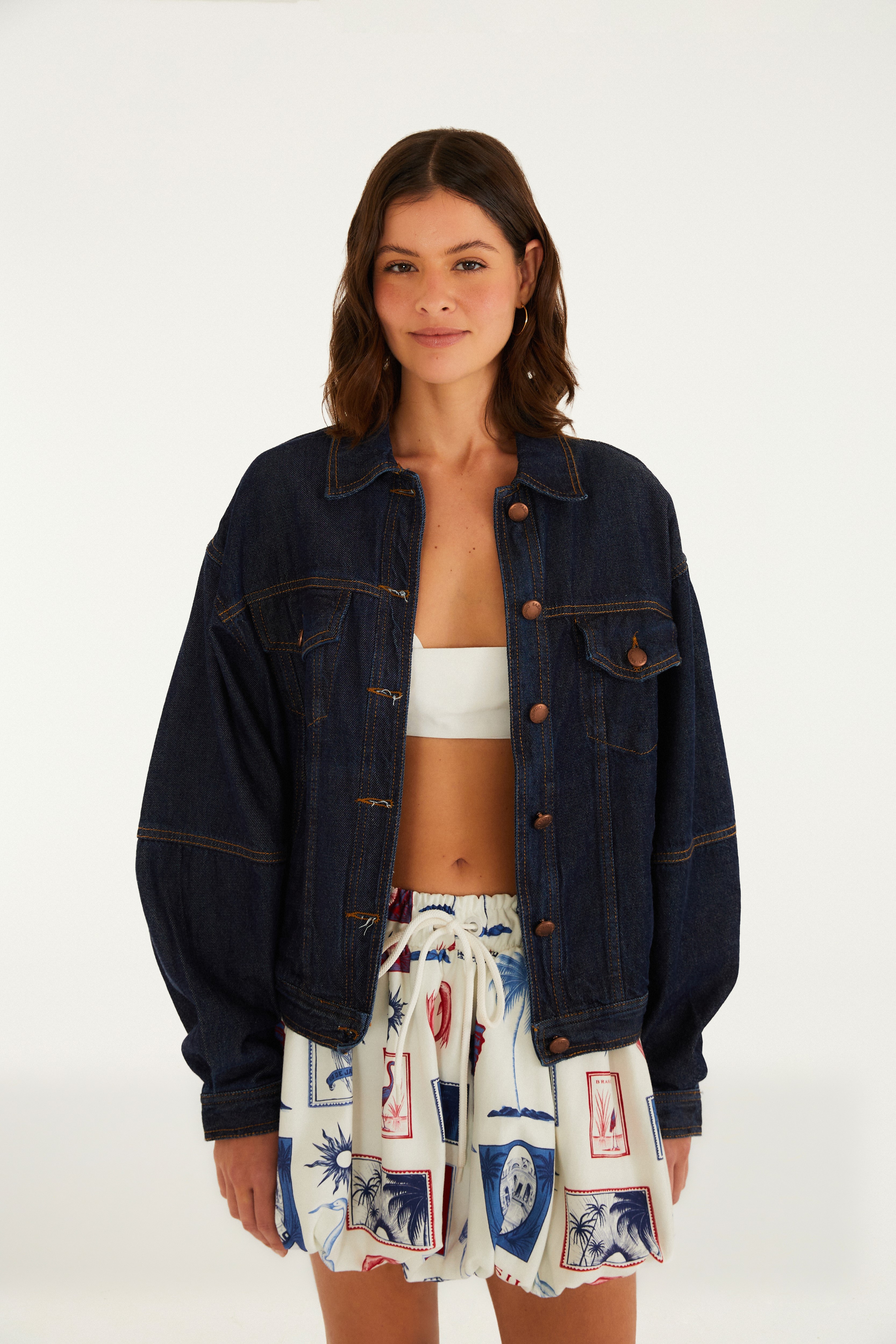 Jaqueta Jeans Recorte Western