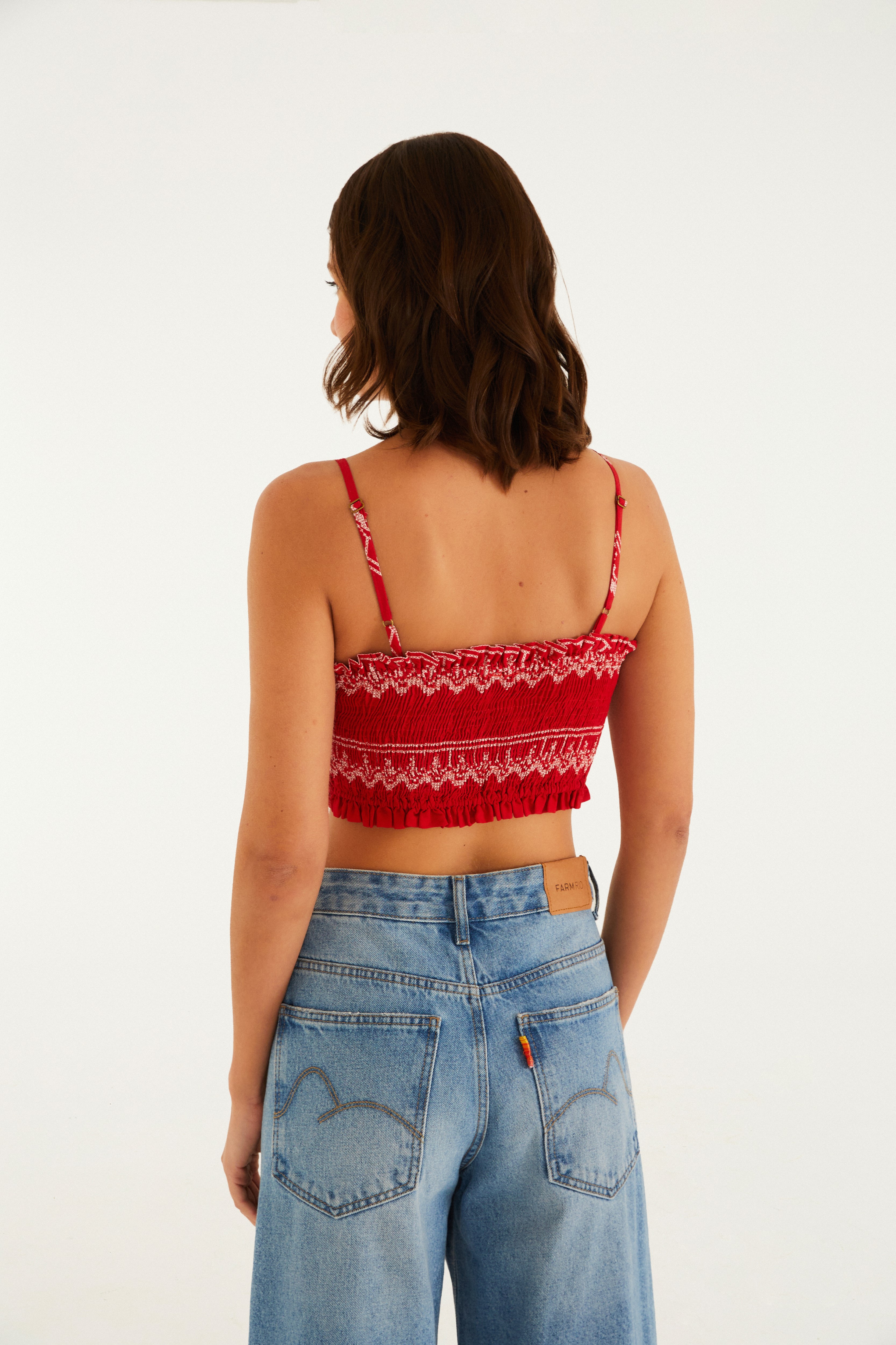 Top Lastex Bordado Tropical
