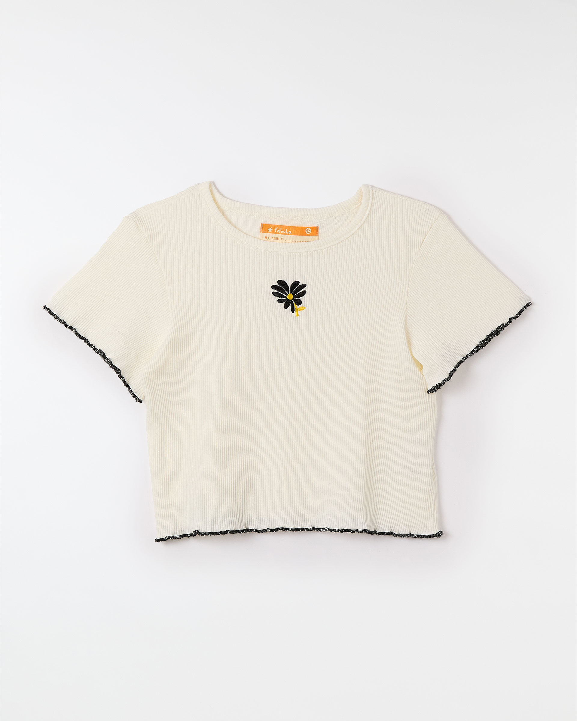 Top Rib Liso Bordado Florzinha