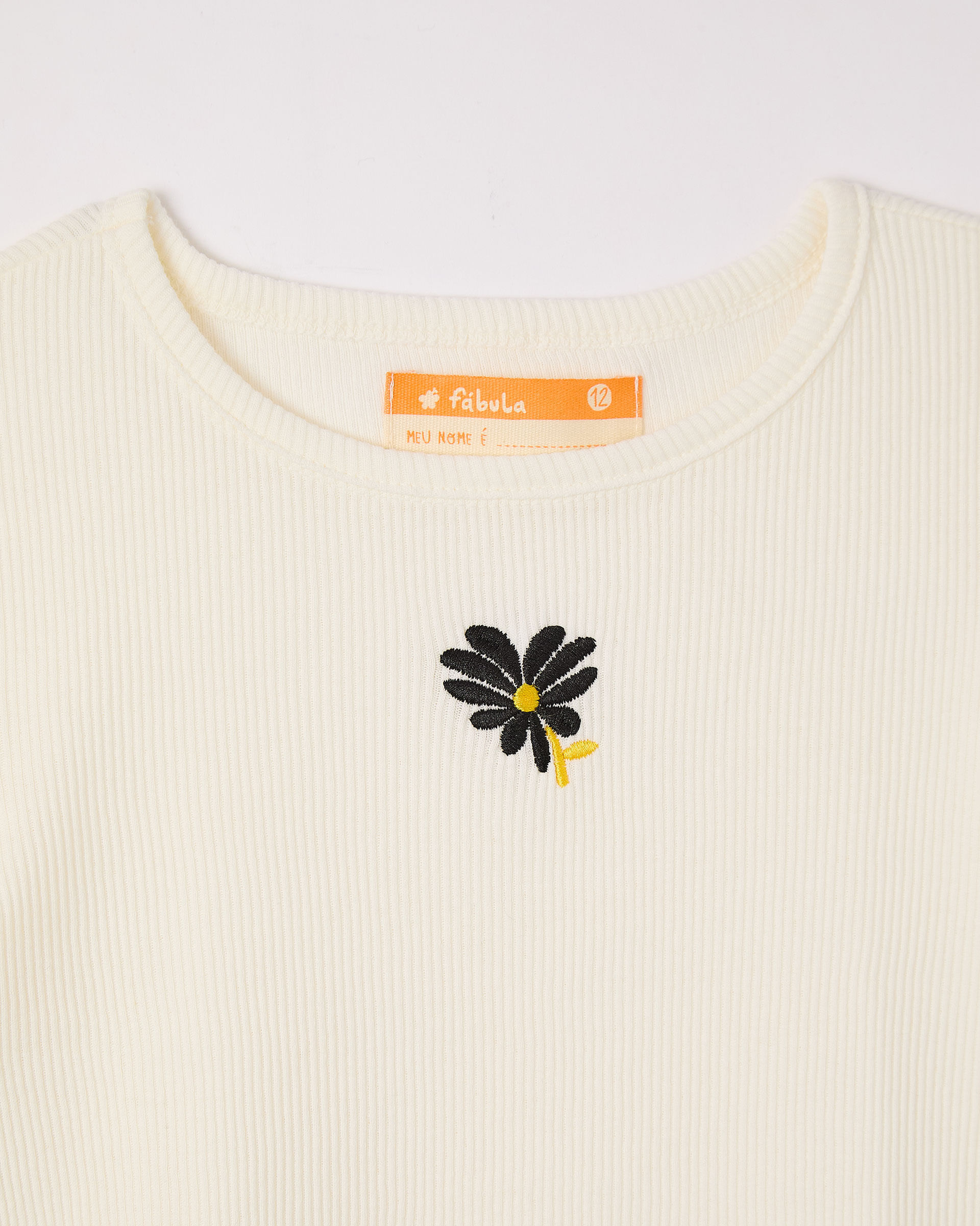 Top Rib Liso Bordado Florzinha