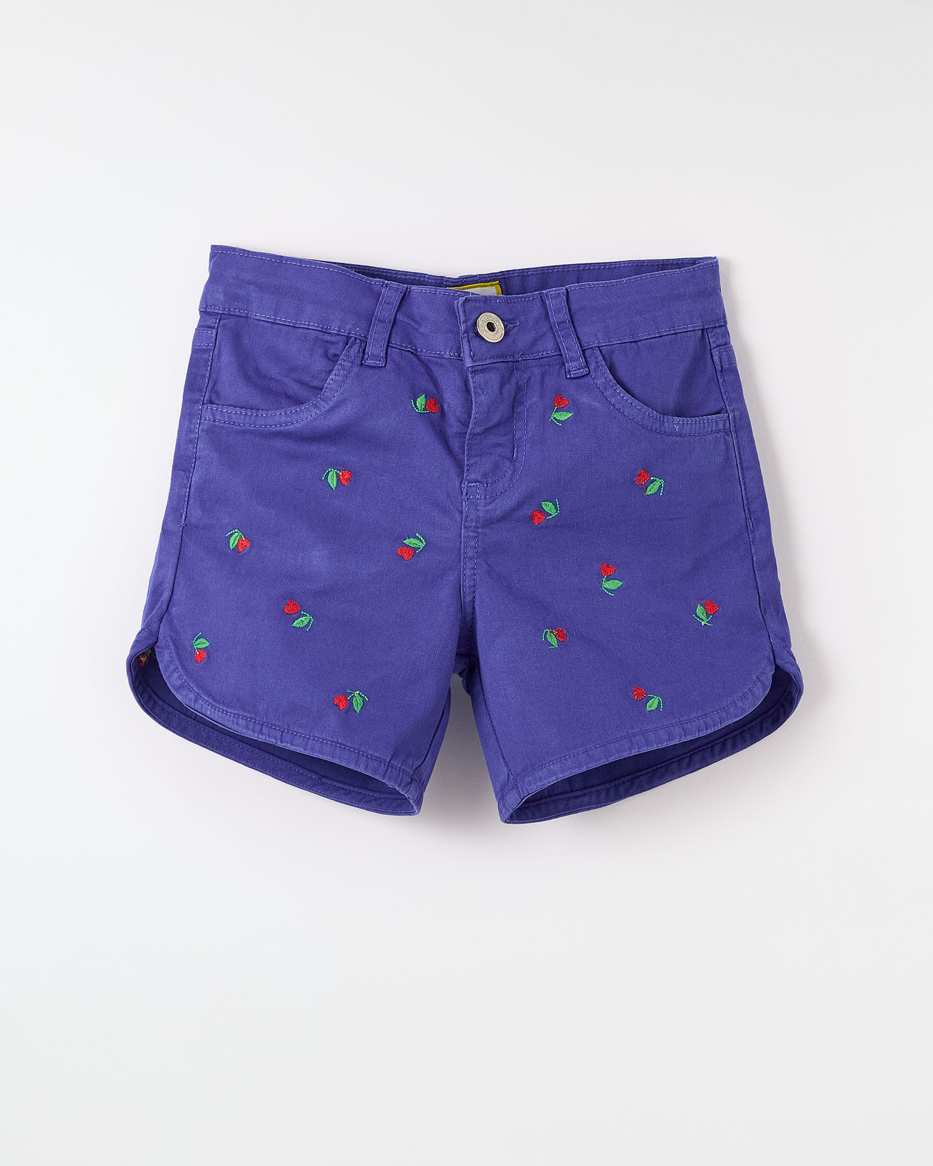 Short Sarja Bordado Flor Doce
