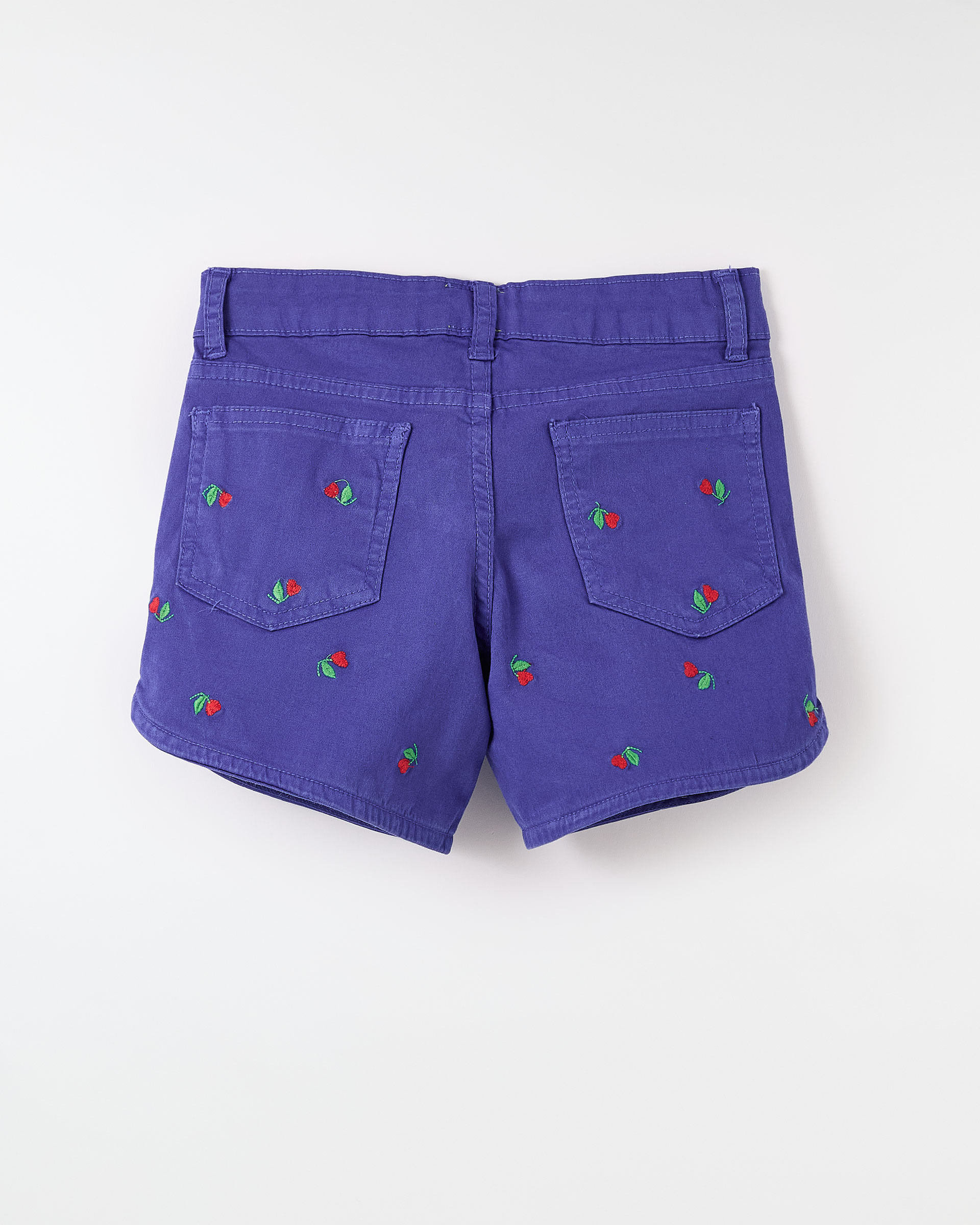 Short Sarja Bordado Flor Doce