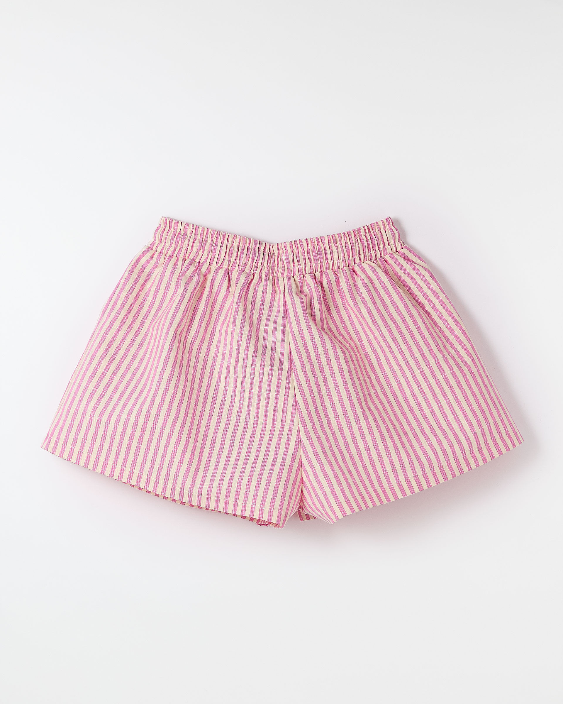 Short Fio Tinto Listrado Rosa