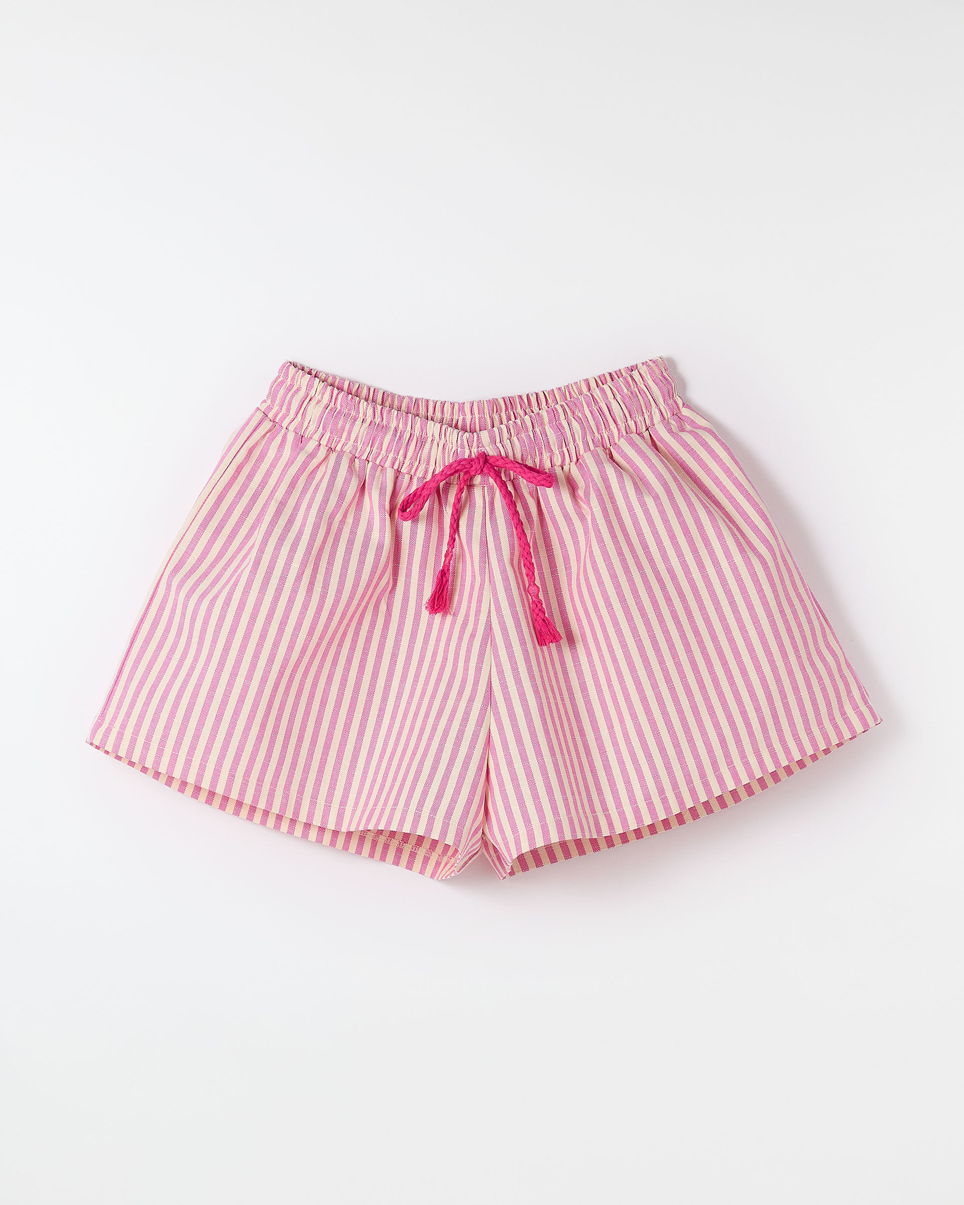 Short Fio Tinto Listrado Rosa