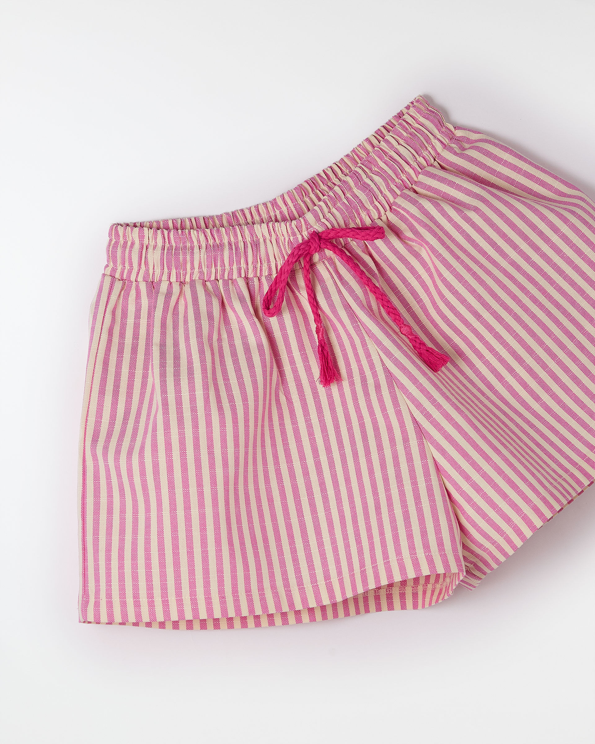 Short Fio Tinto Listrado Rosa
