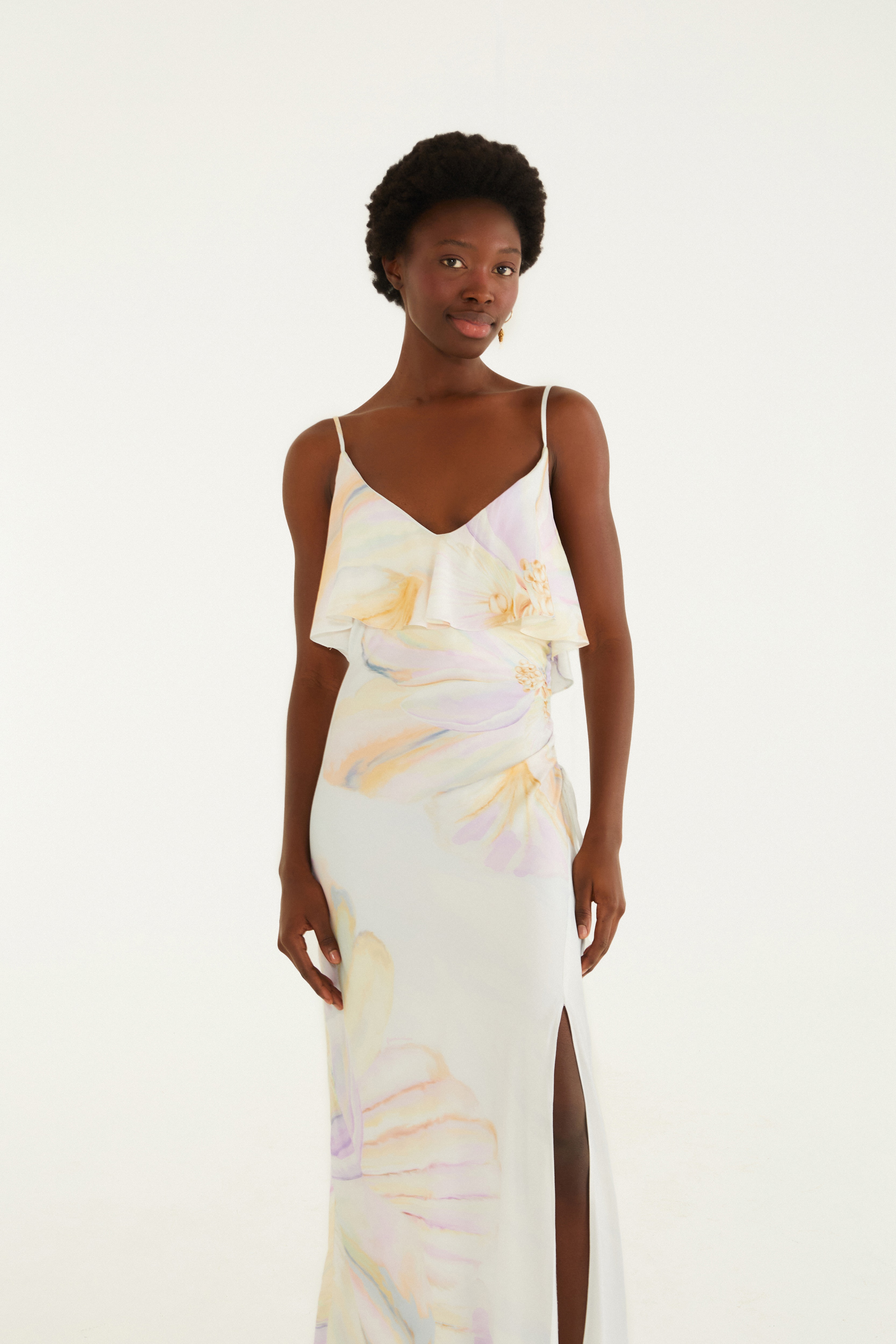 Vestido Cropped Estampado Pérola Do Mar