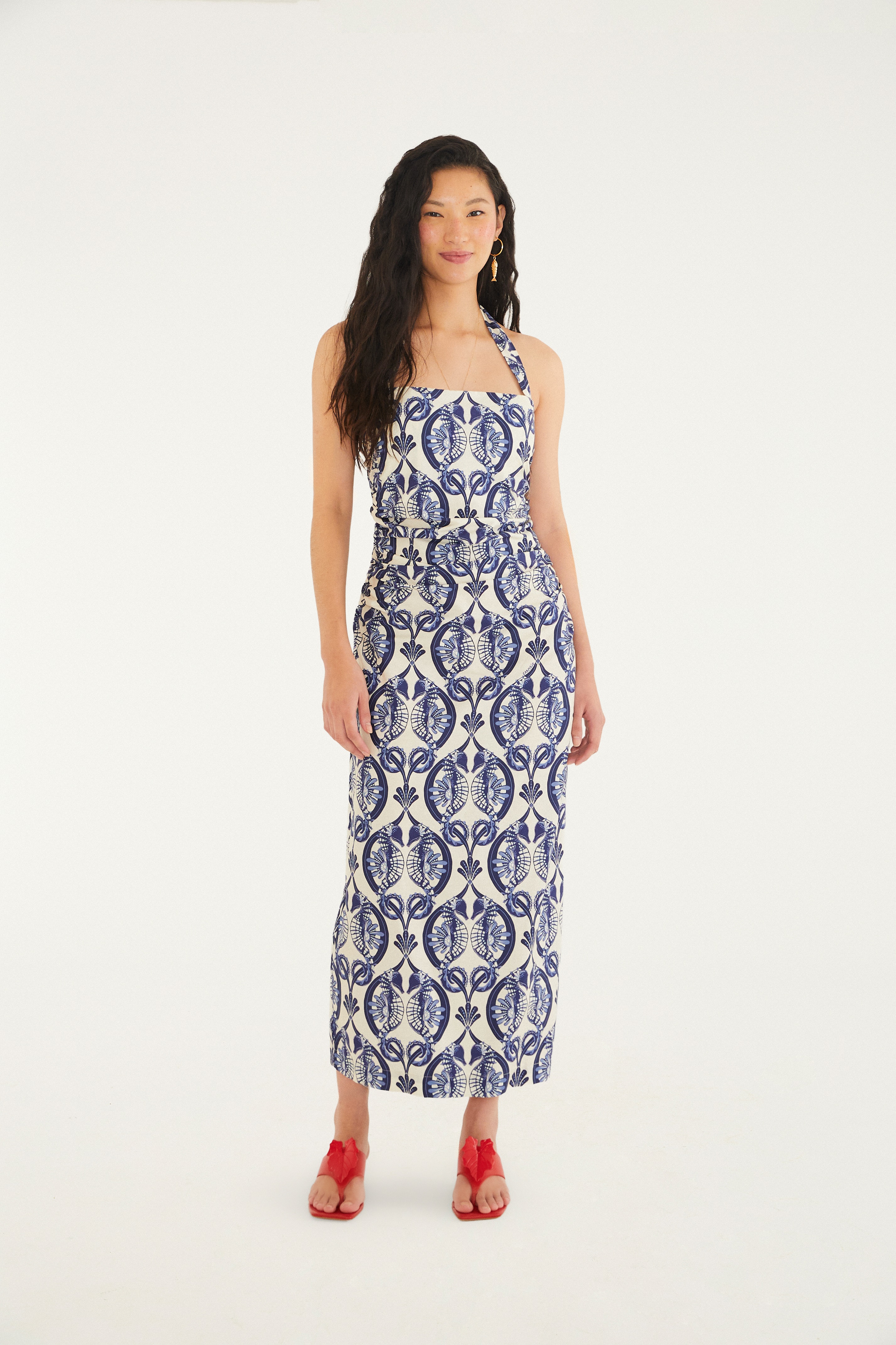Vestido Estampado Cavalos Marinhos