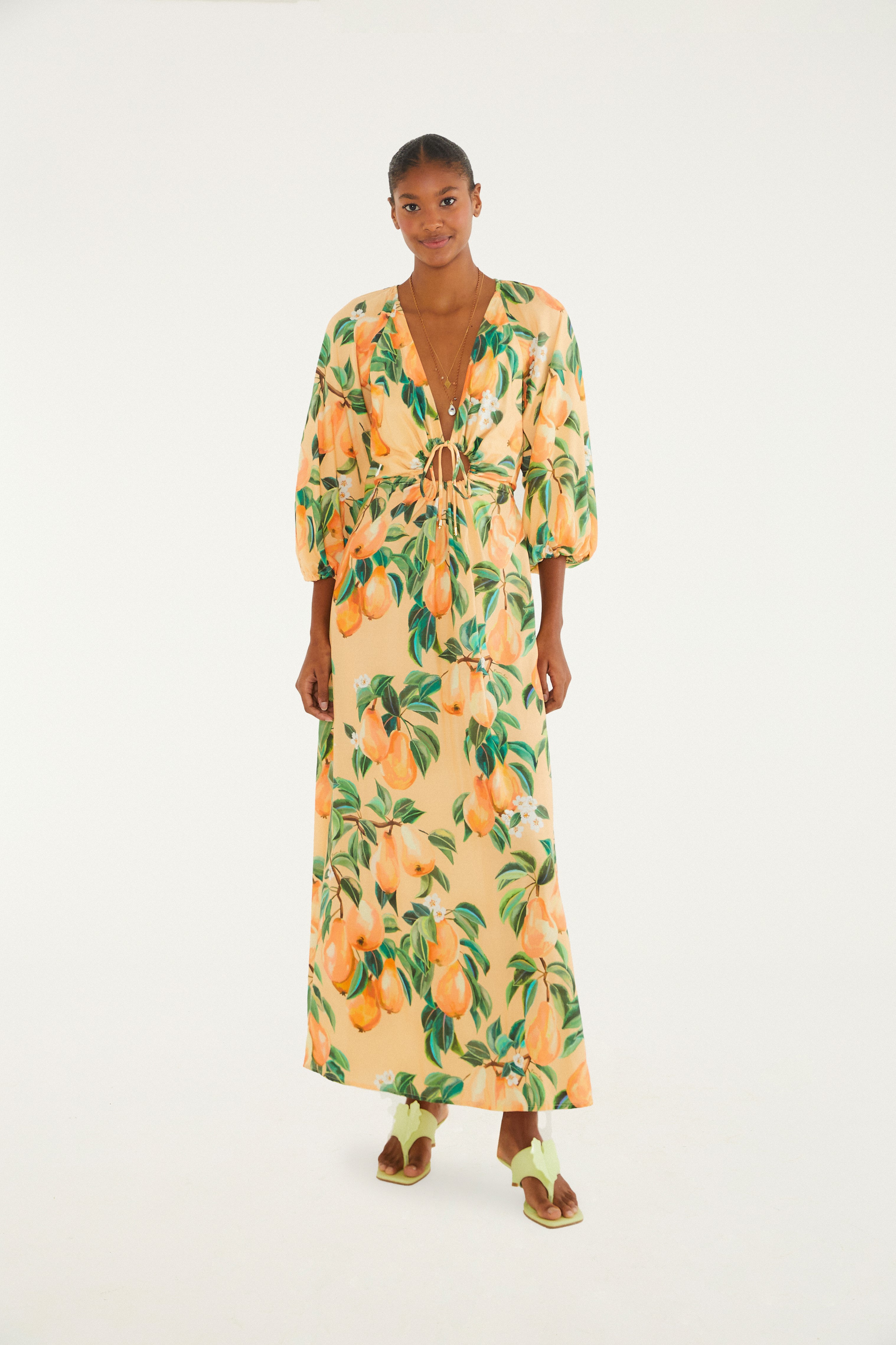 Vestido Longo Estampado Pera Chic