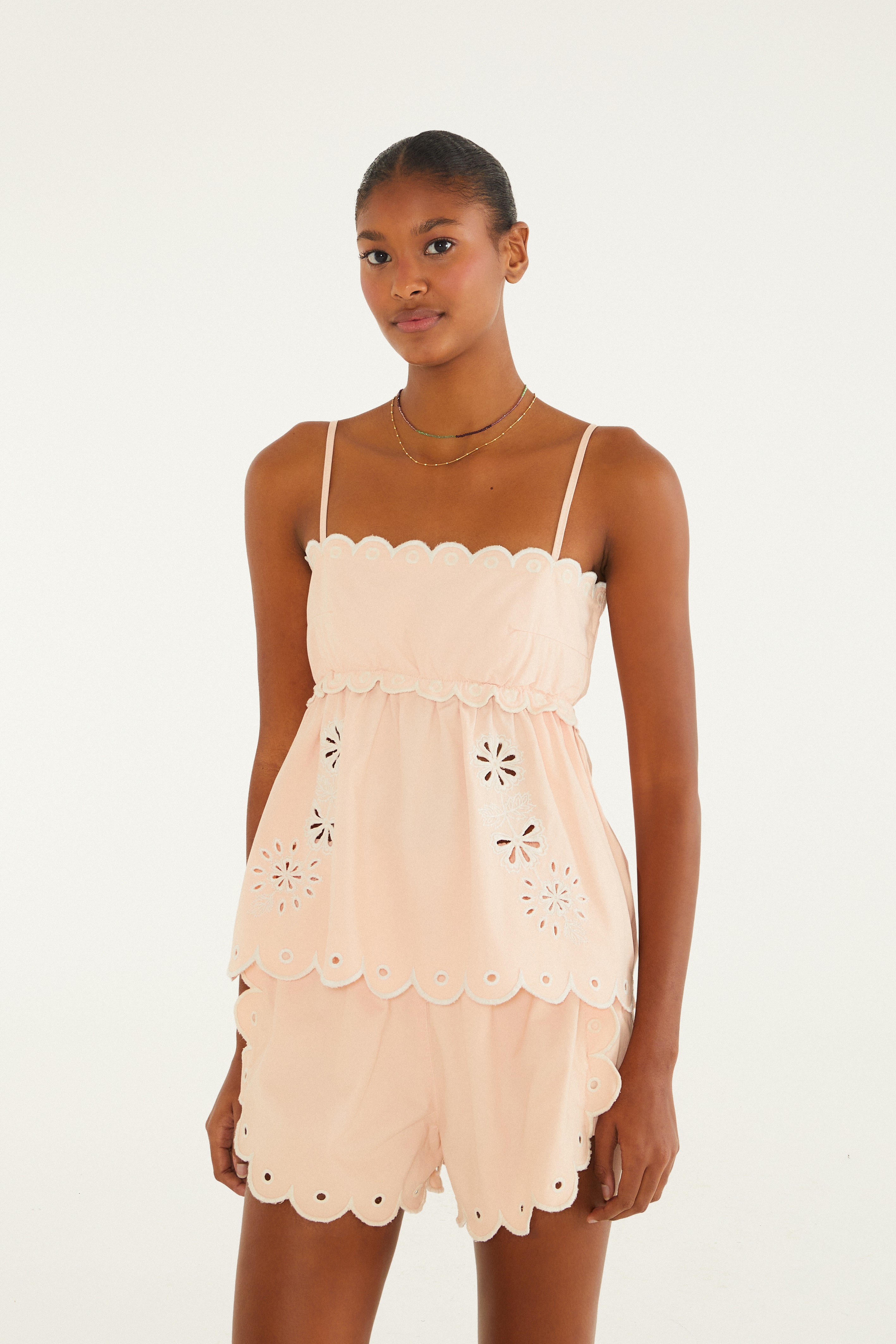 Blusa Sarja Bordado Richelieu