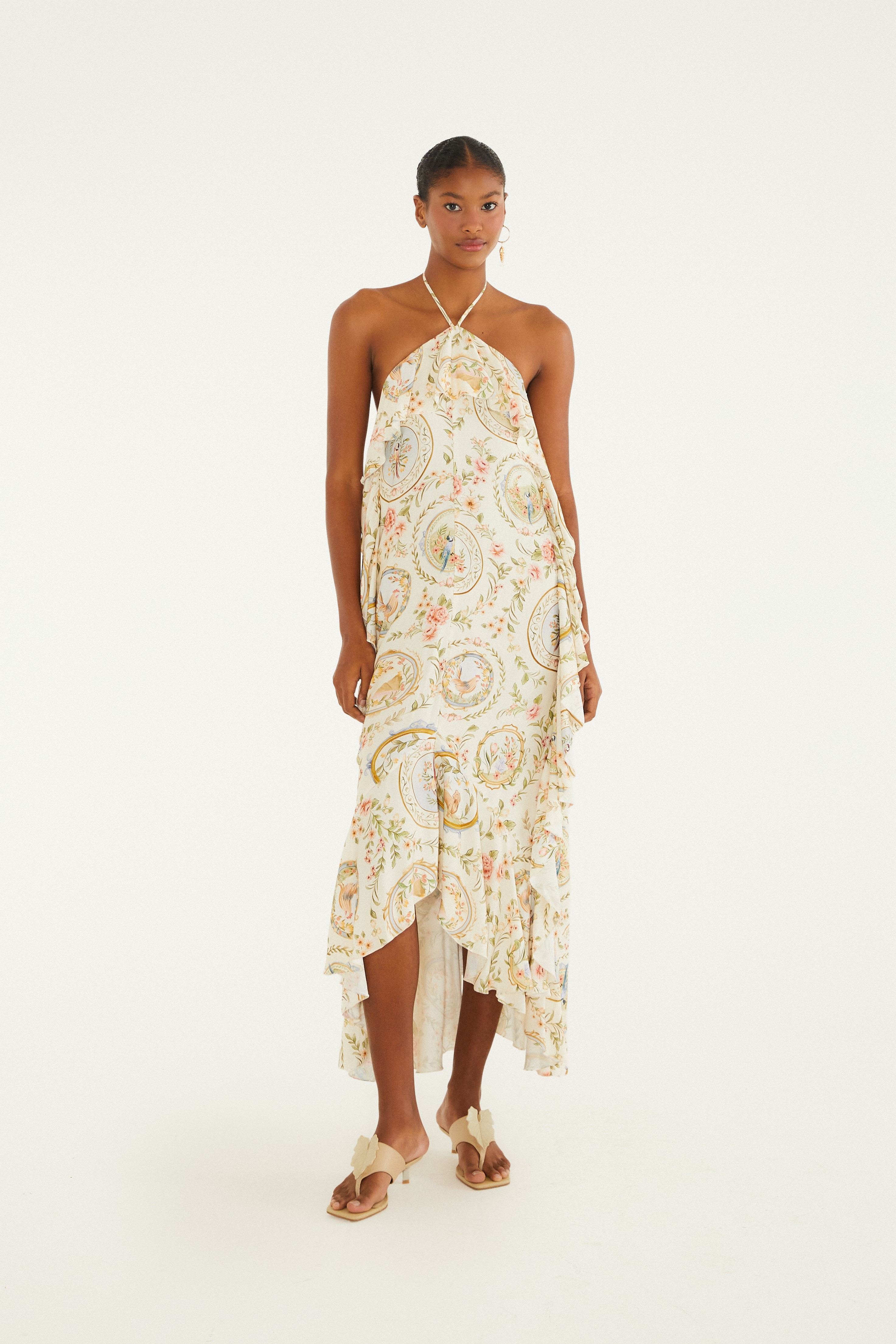Vestido Frente Única Estampado Relicário