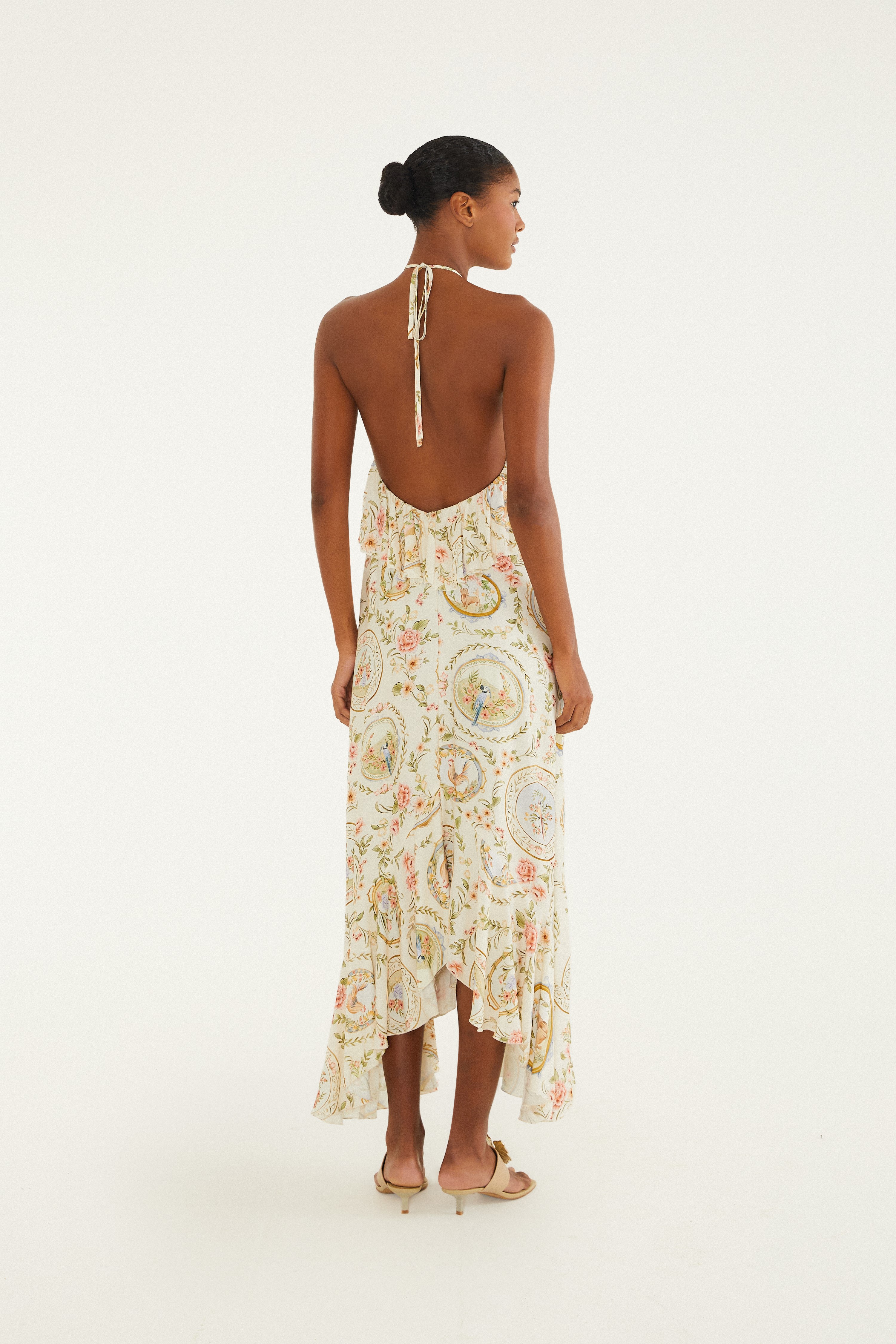 Vestido Frente Única Estampado Relicário
