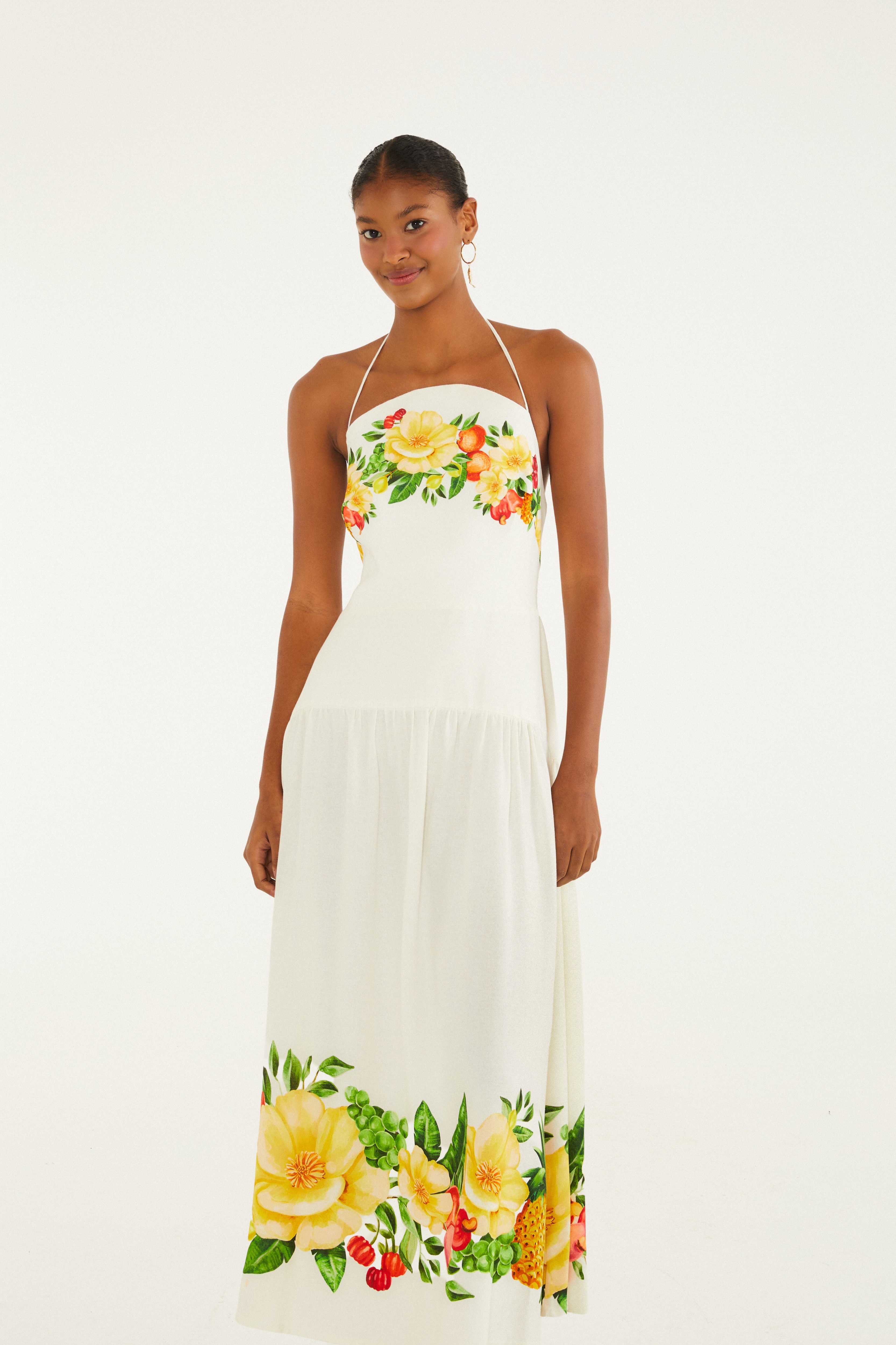 Vestido Longo Estampado Floral Picnic