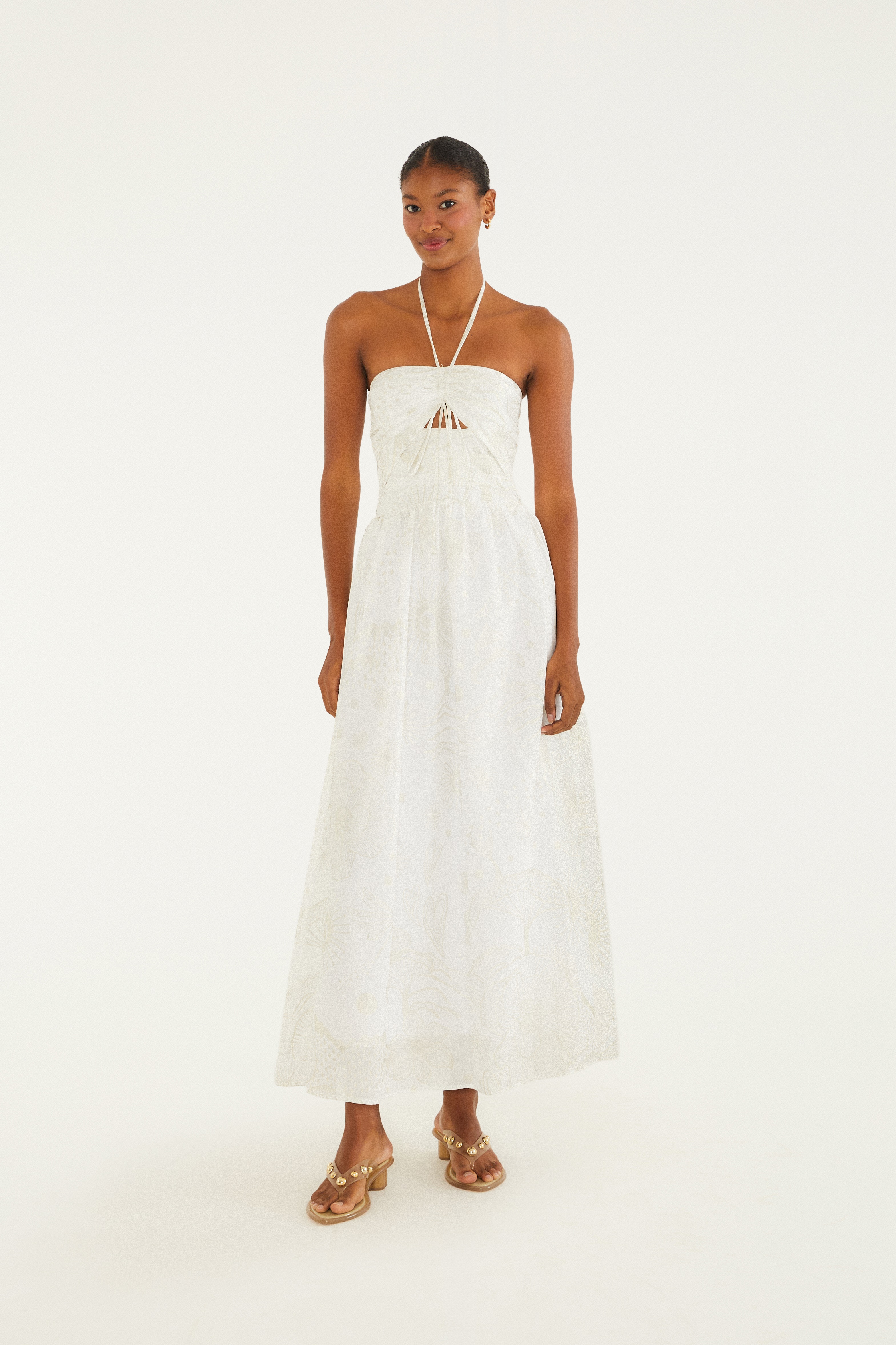 Vestido Estampado Jardim Místico Foil