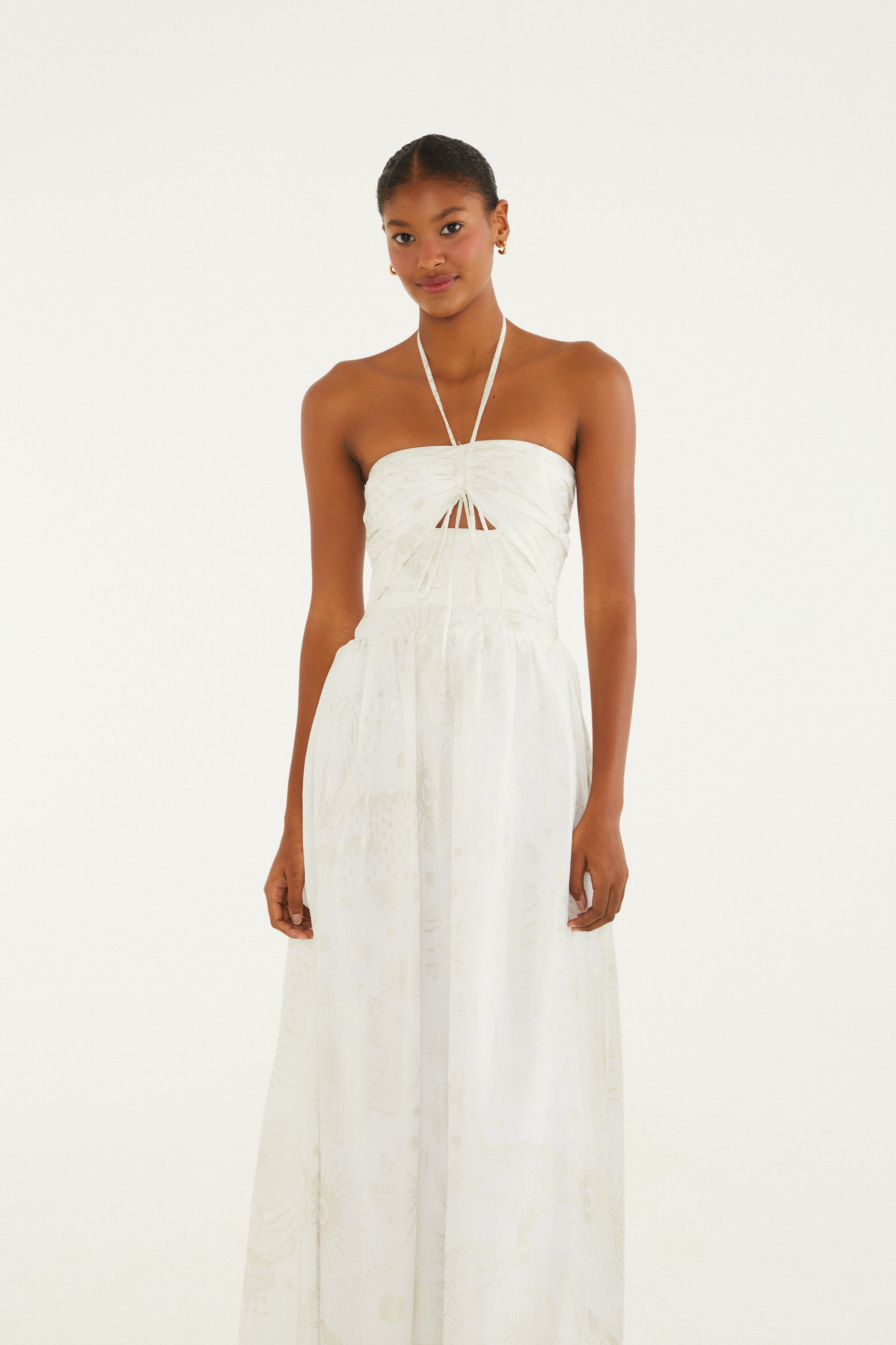 Vestido Estampado Jardim Místico Foil