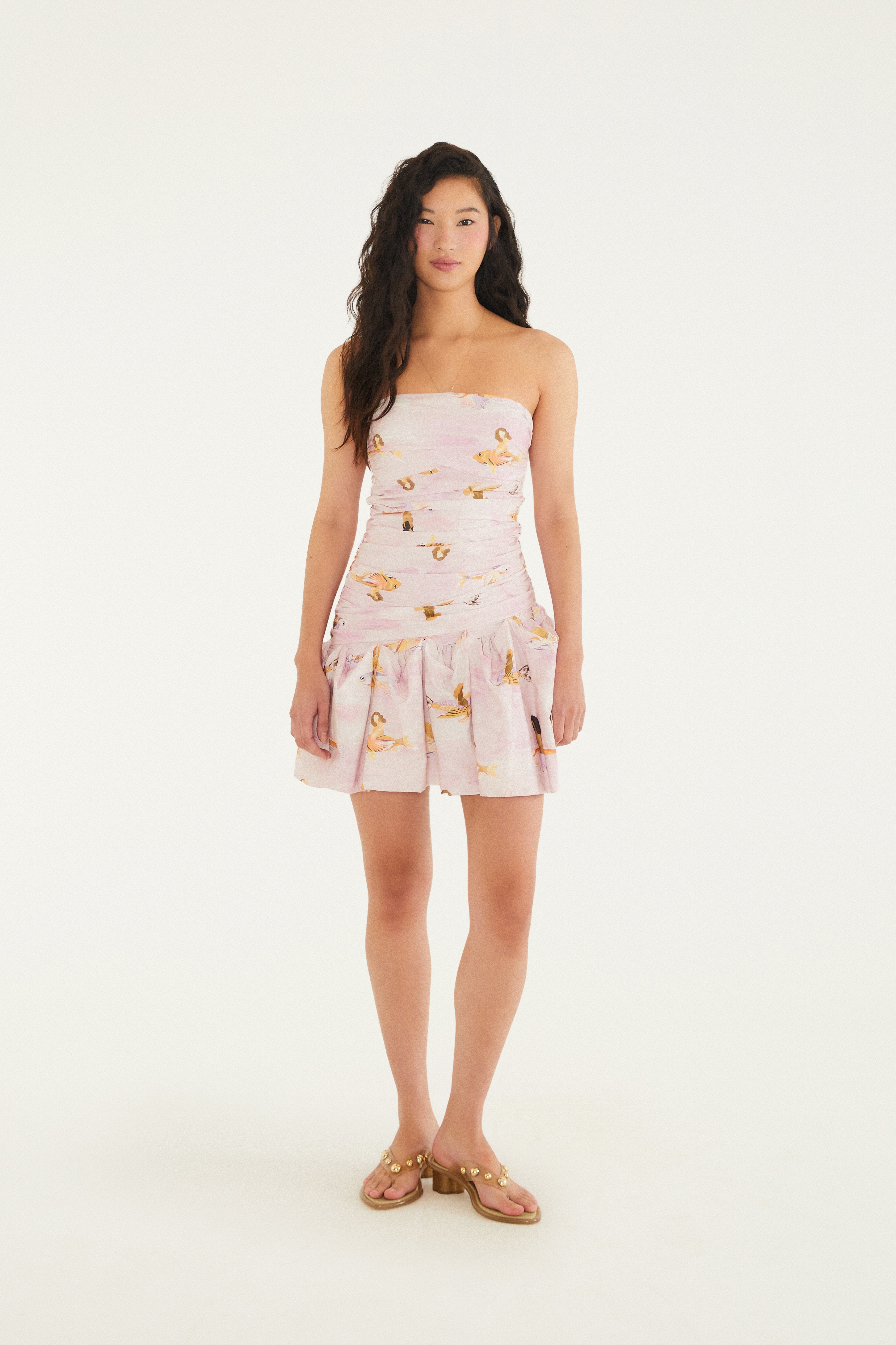 Vestido Curto Estampado Peixes Voadores
