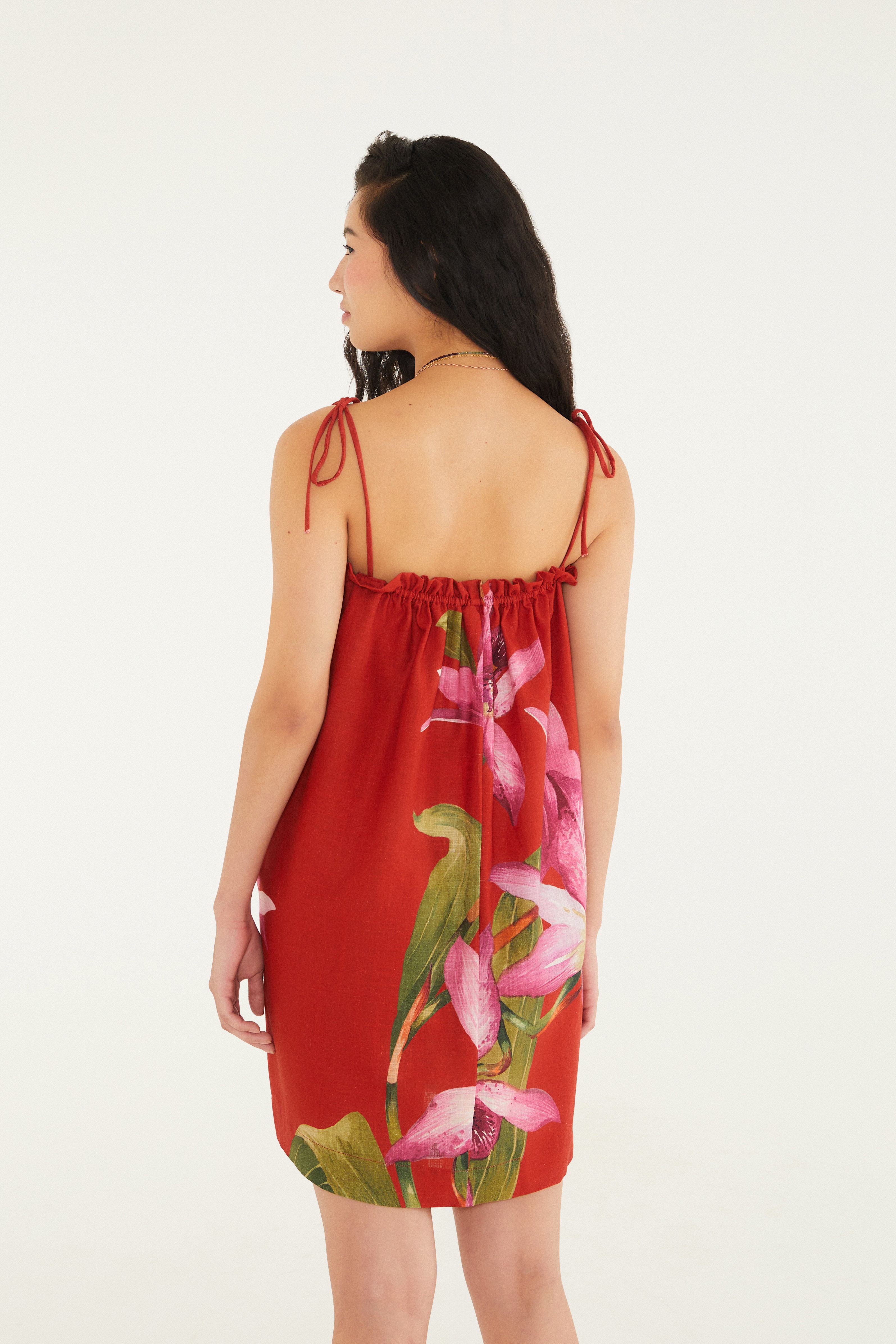Vestido Curto Estampado Floral Orquídea