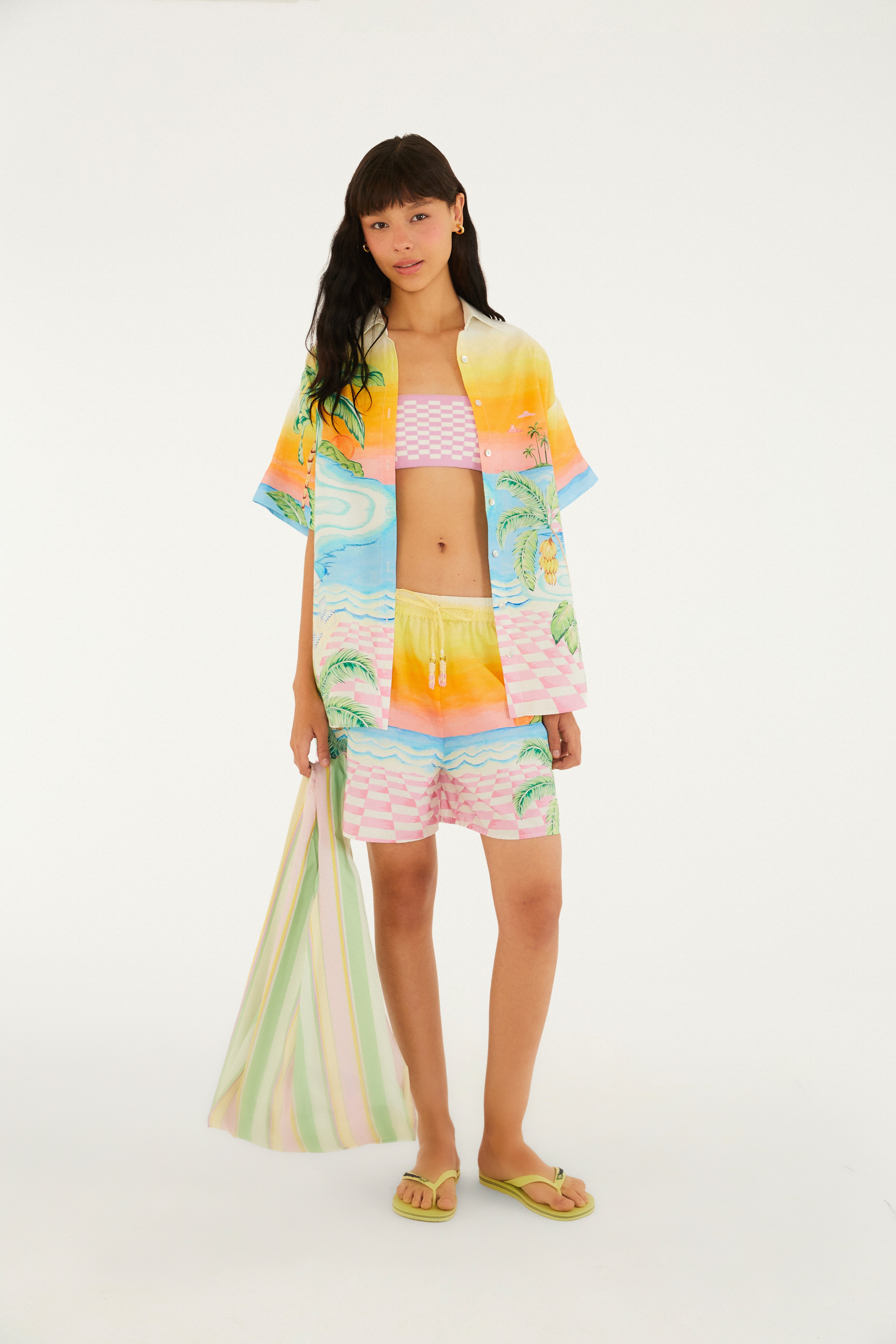 Camisa Estampada Paisagem Solar