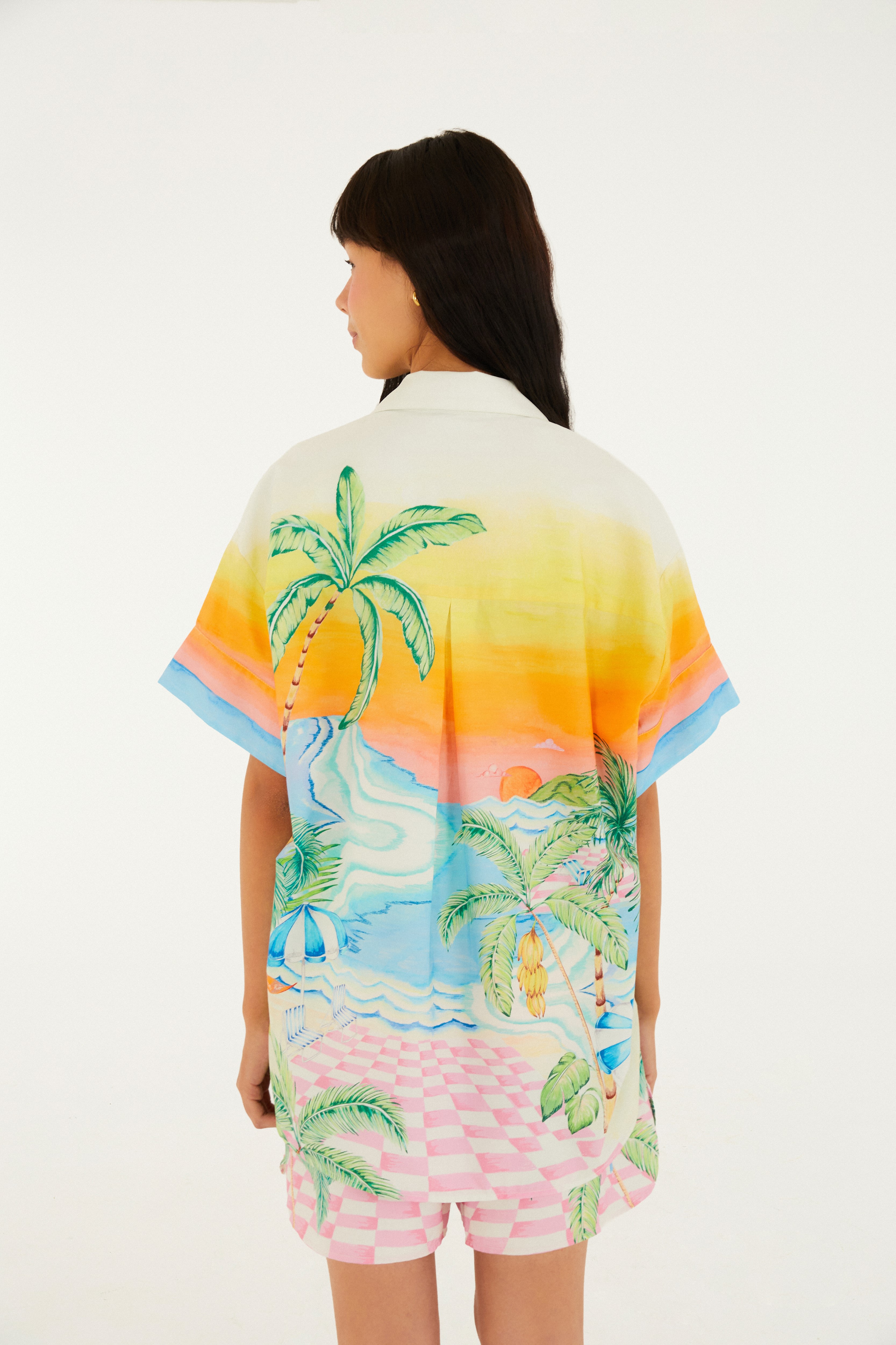 Camisa Estampada Paisagem Solar
