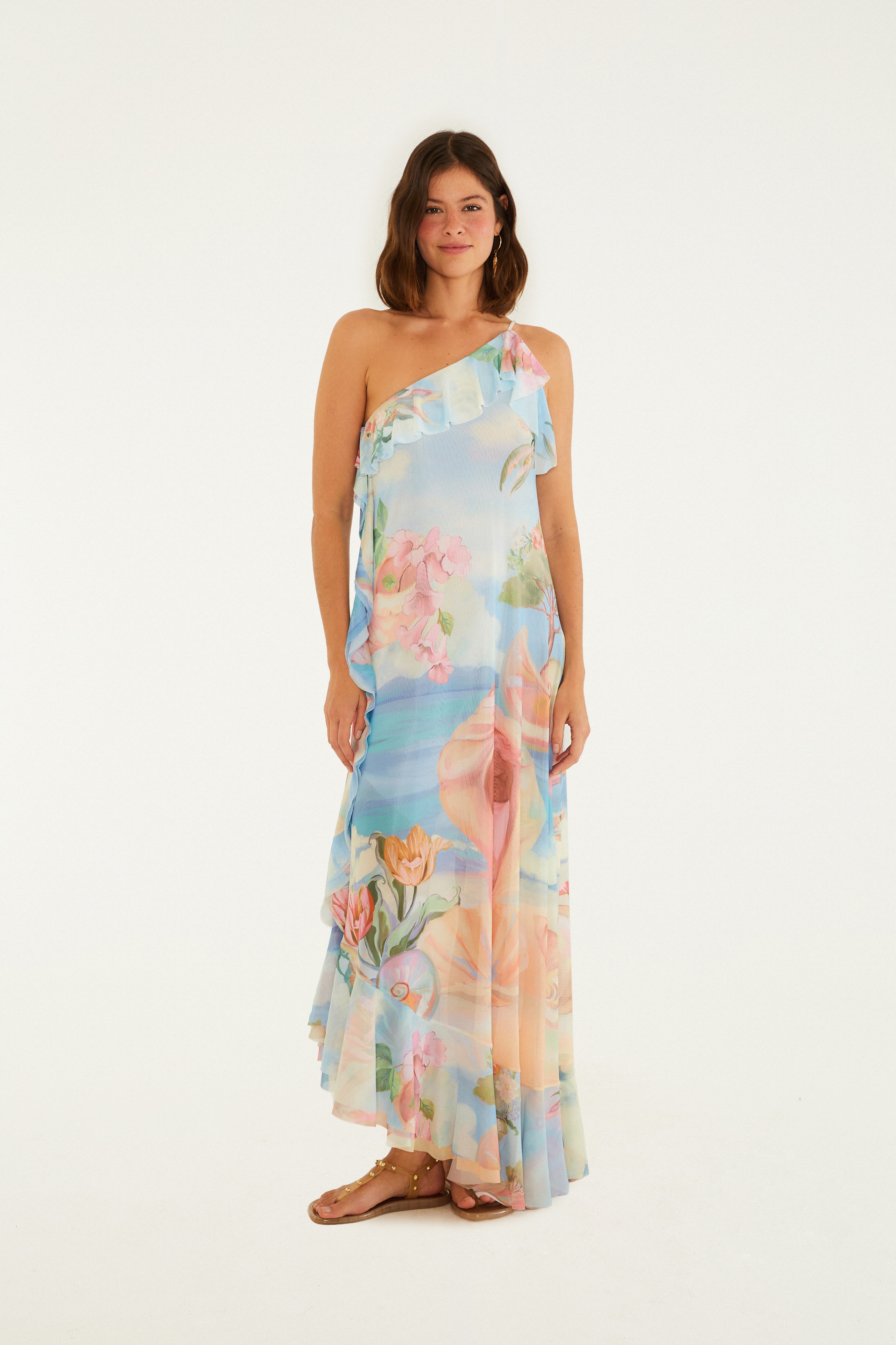 Vestido Tule Estampado Vênus