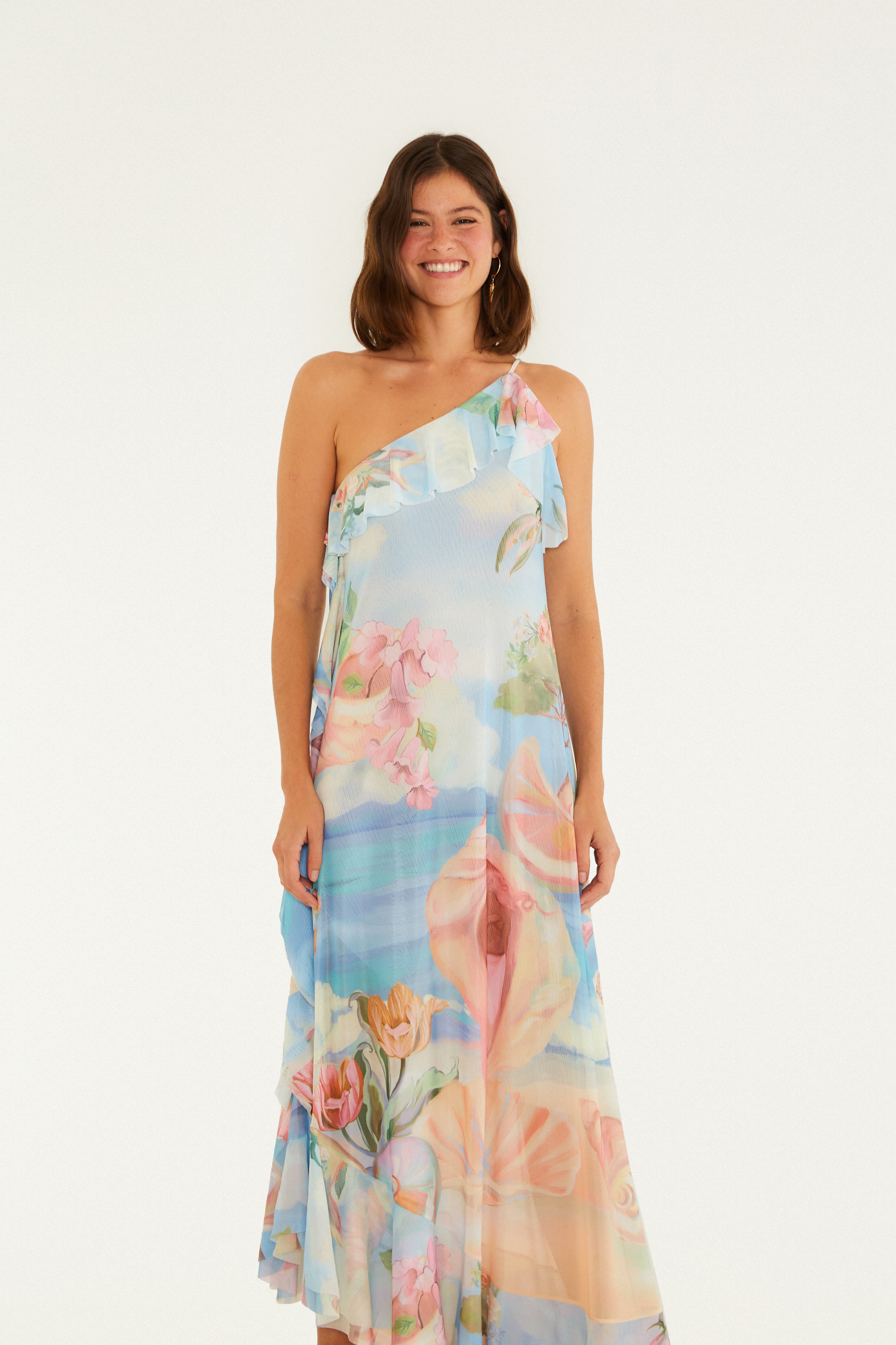 Vestido Tule Estampado Vênus