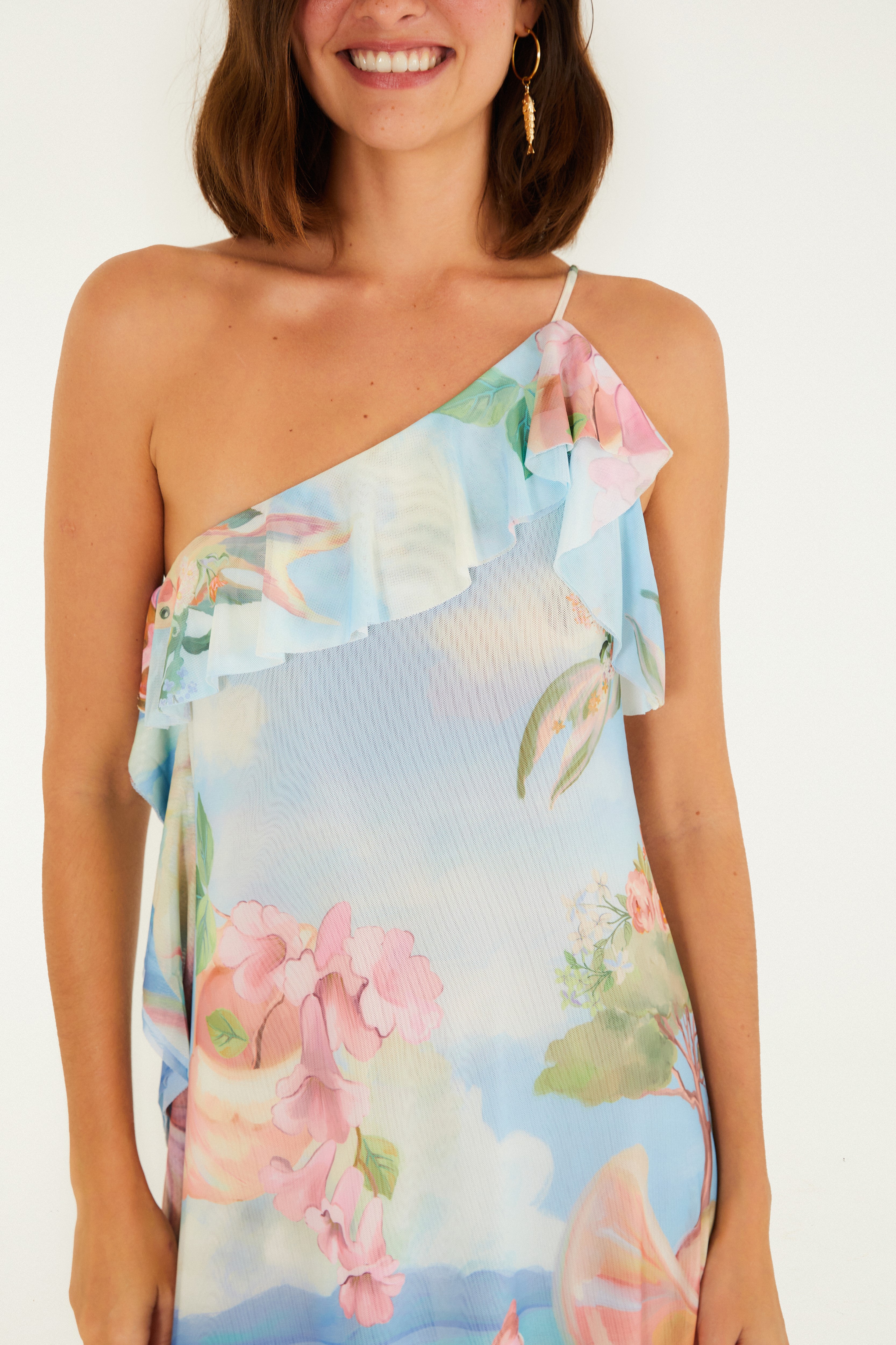 Vestido Tule Estampado Vênus