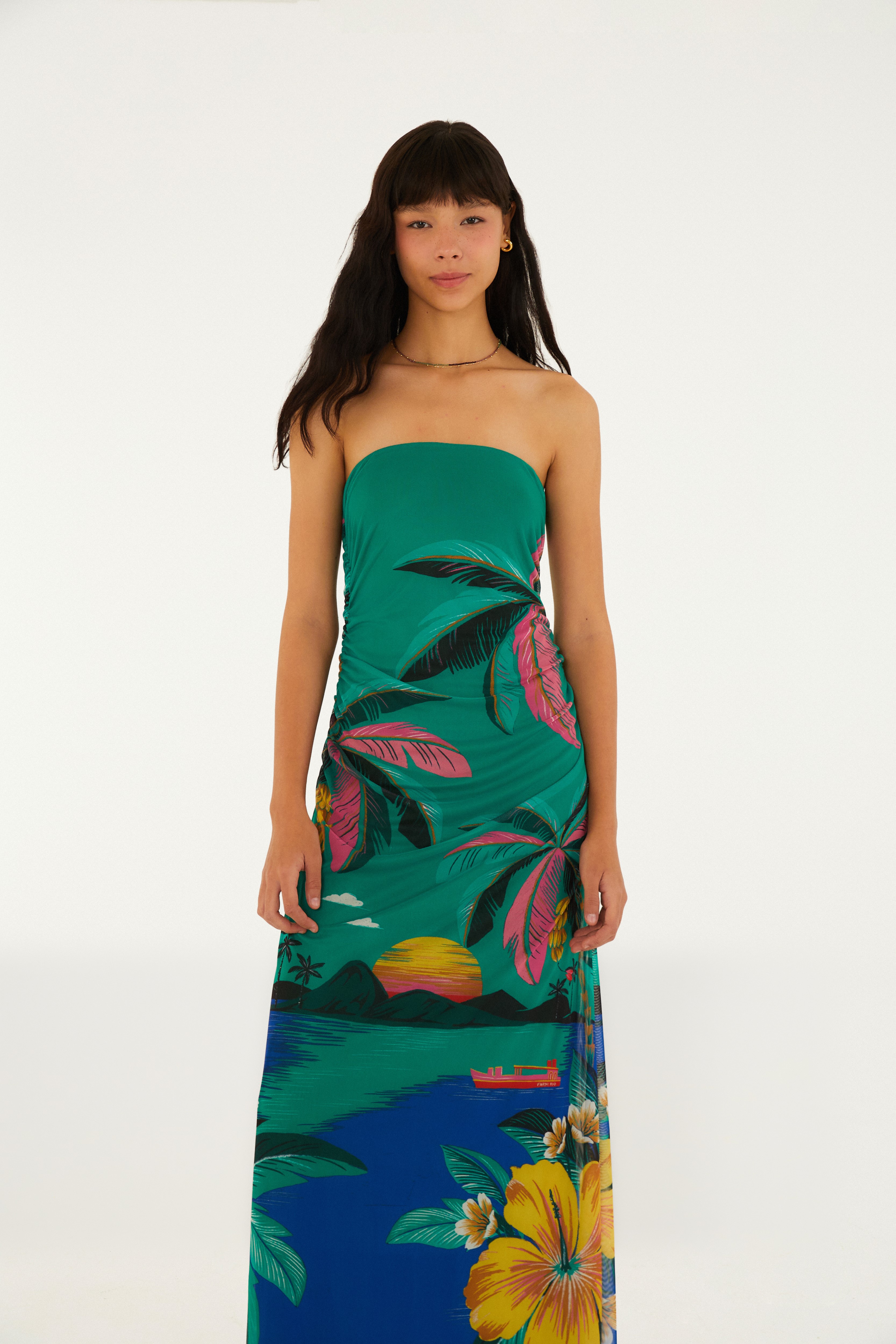 Vestido Tule Estampado Oásis
