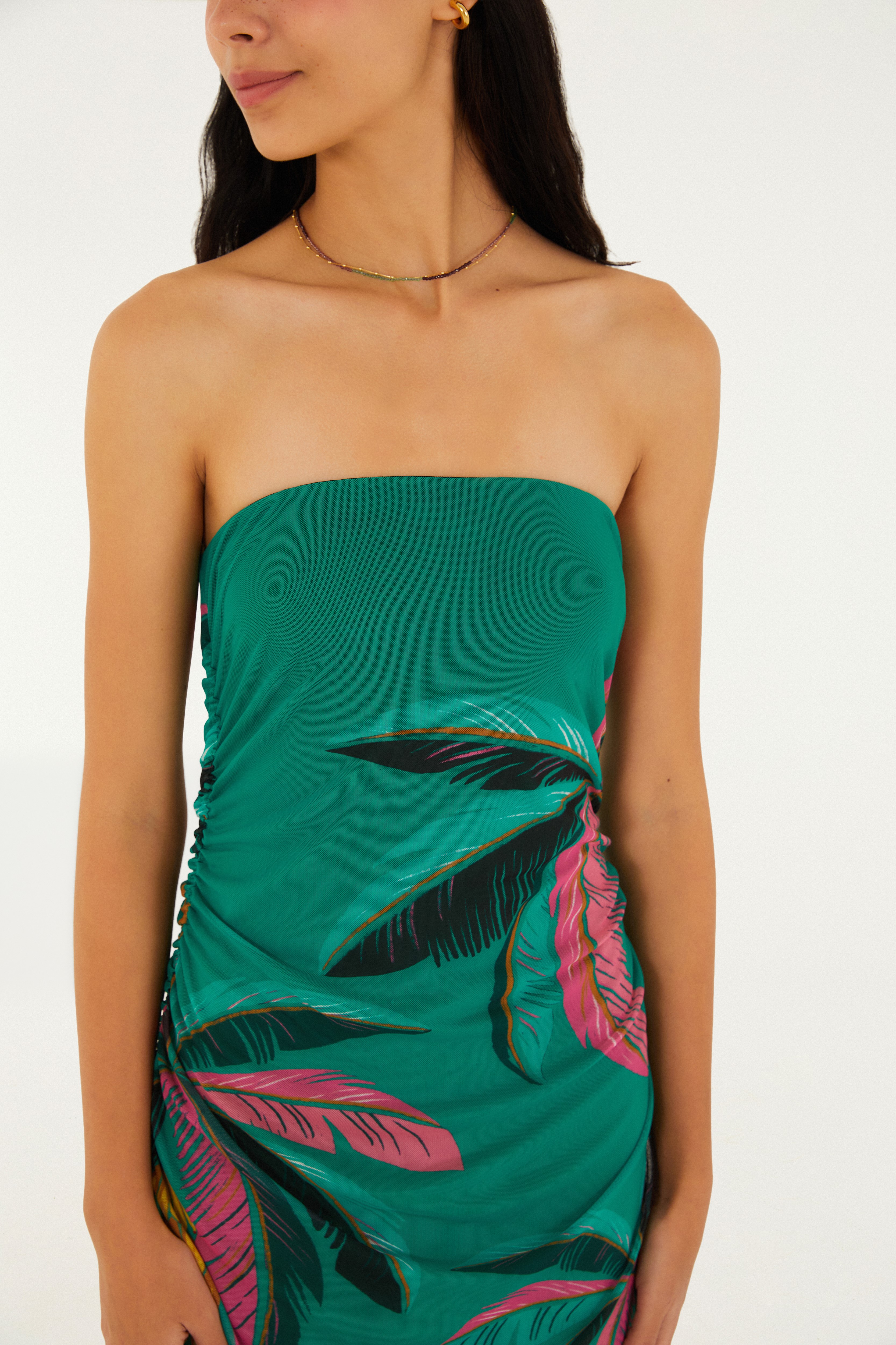 Vestido Tule Estampado Oásis