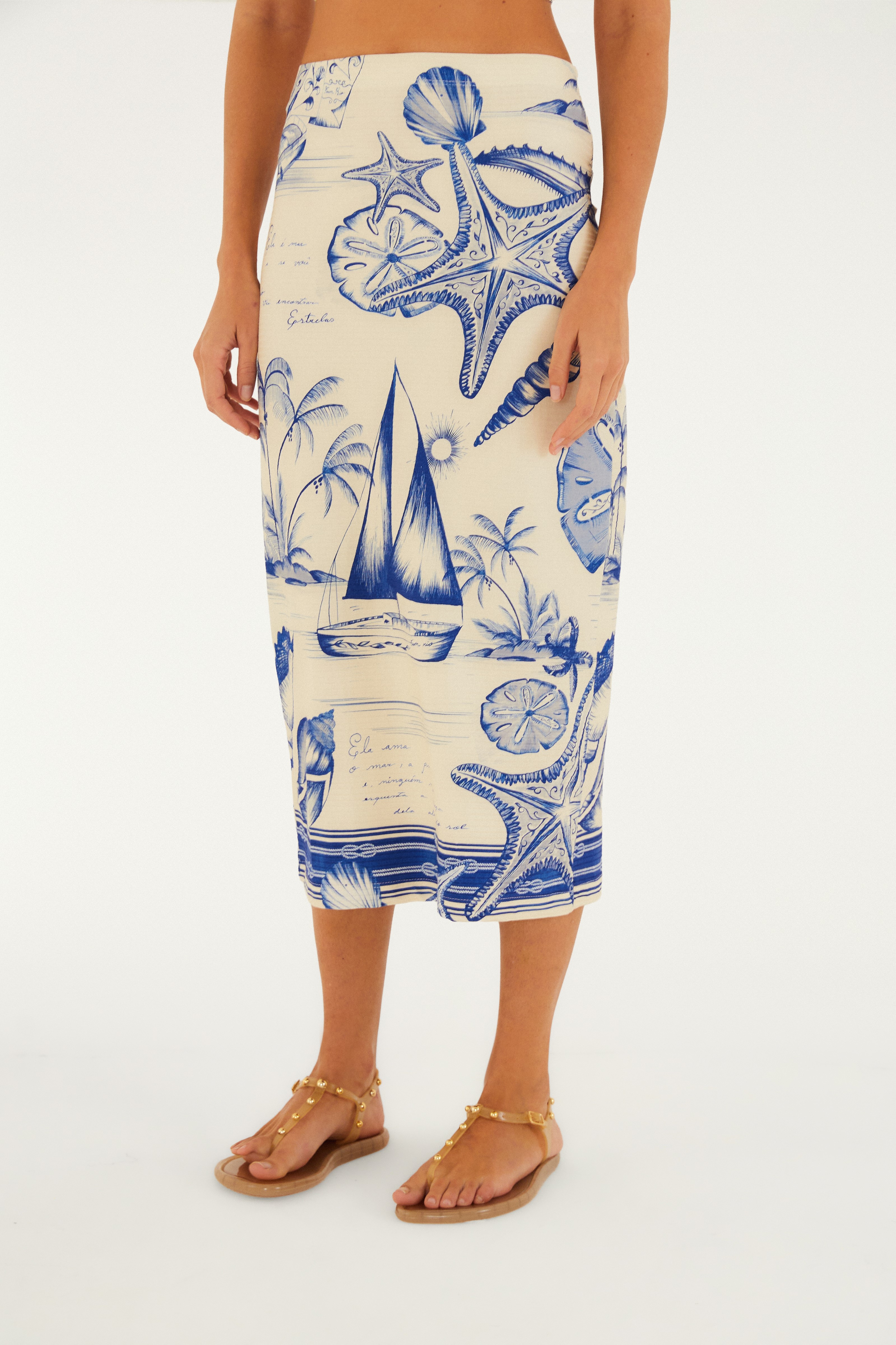 Saia Midi Estampada Aventureiro