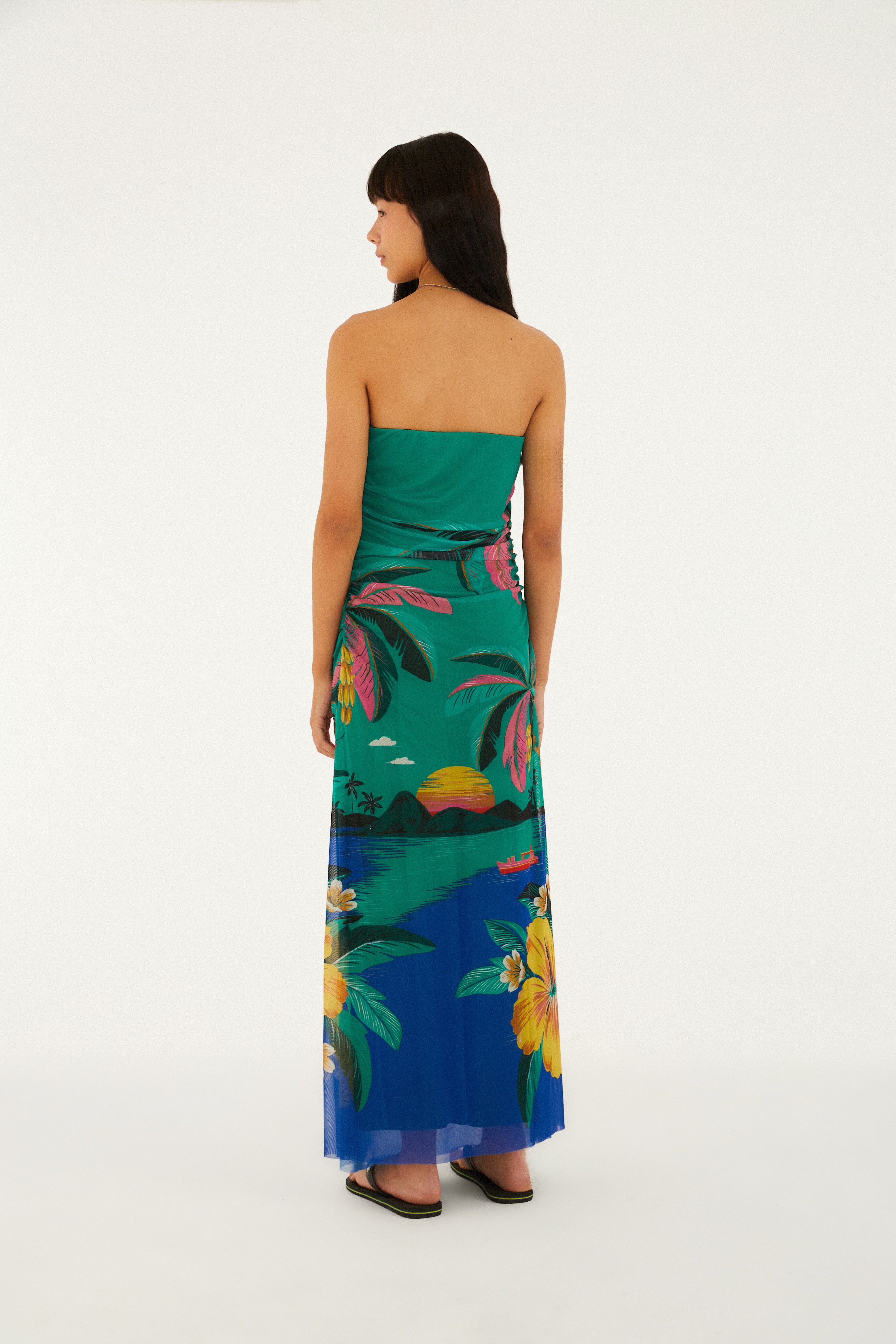 Vestido Tule Estampado Oásis