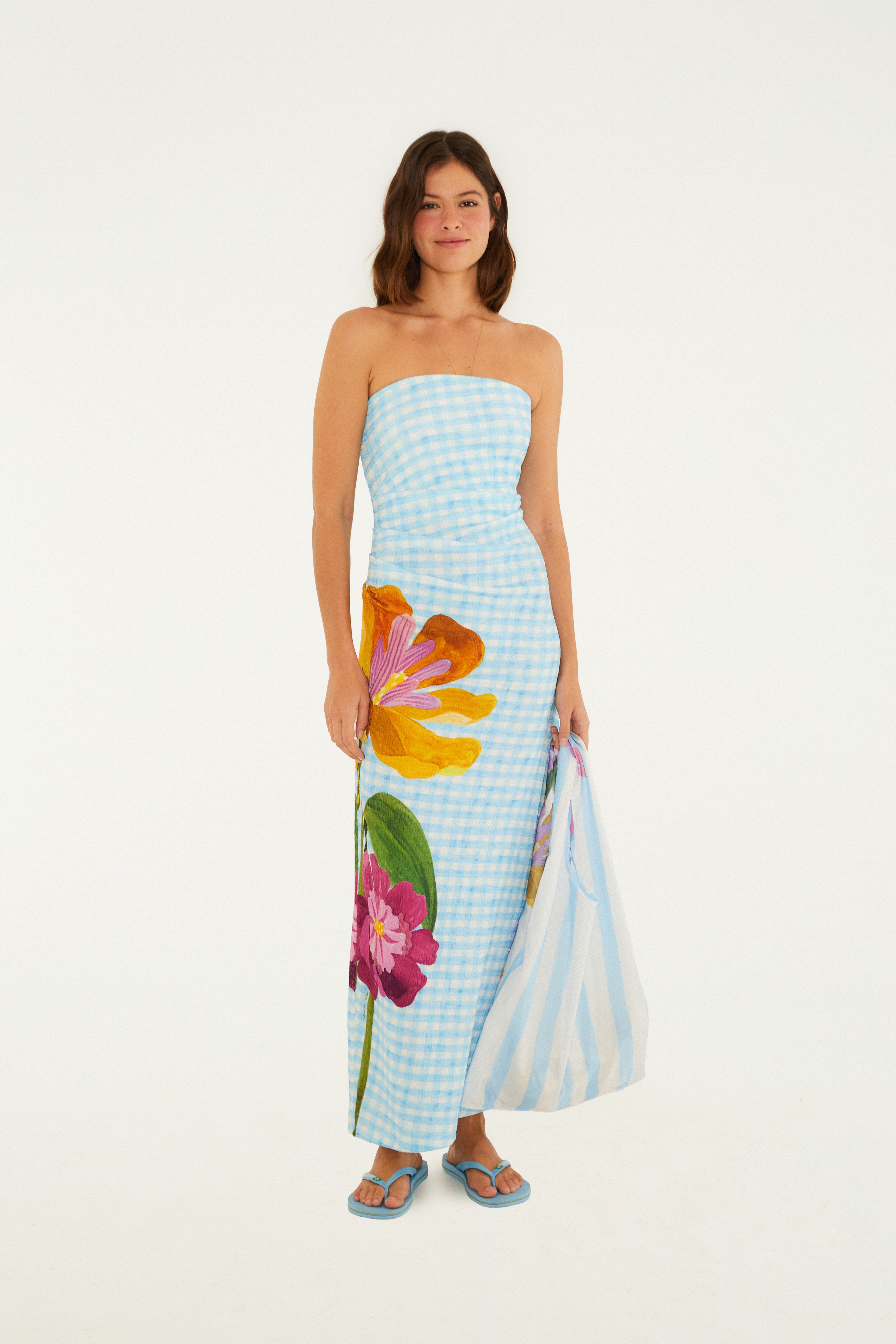 Vestido Sem Alça Estampado Floralice