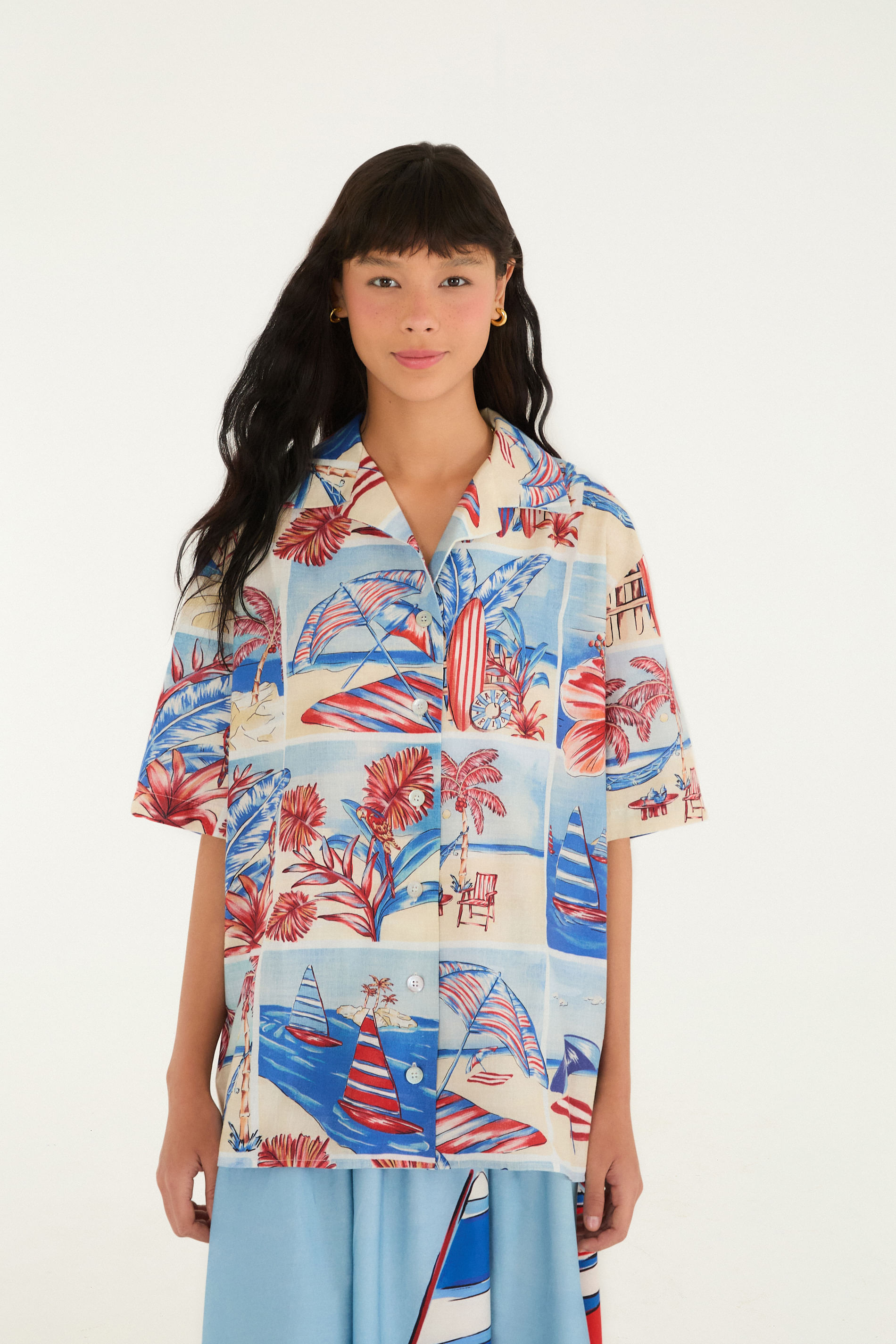 Camisa Estampada Diário De Verão