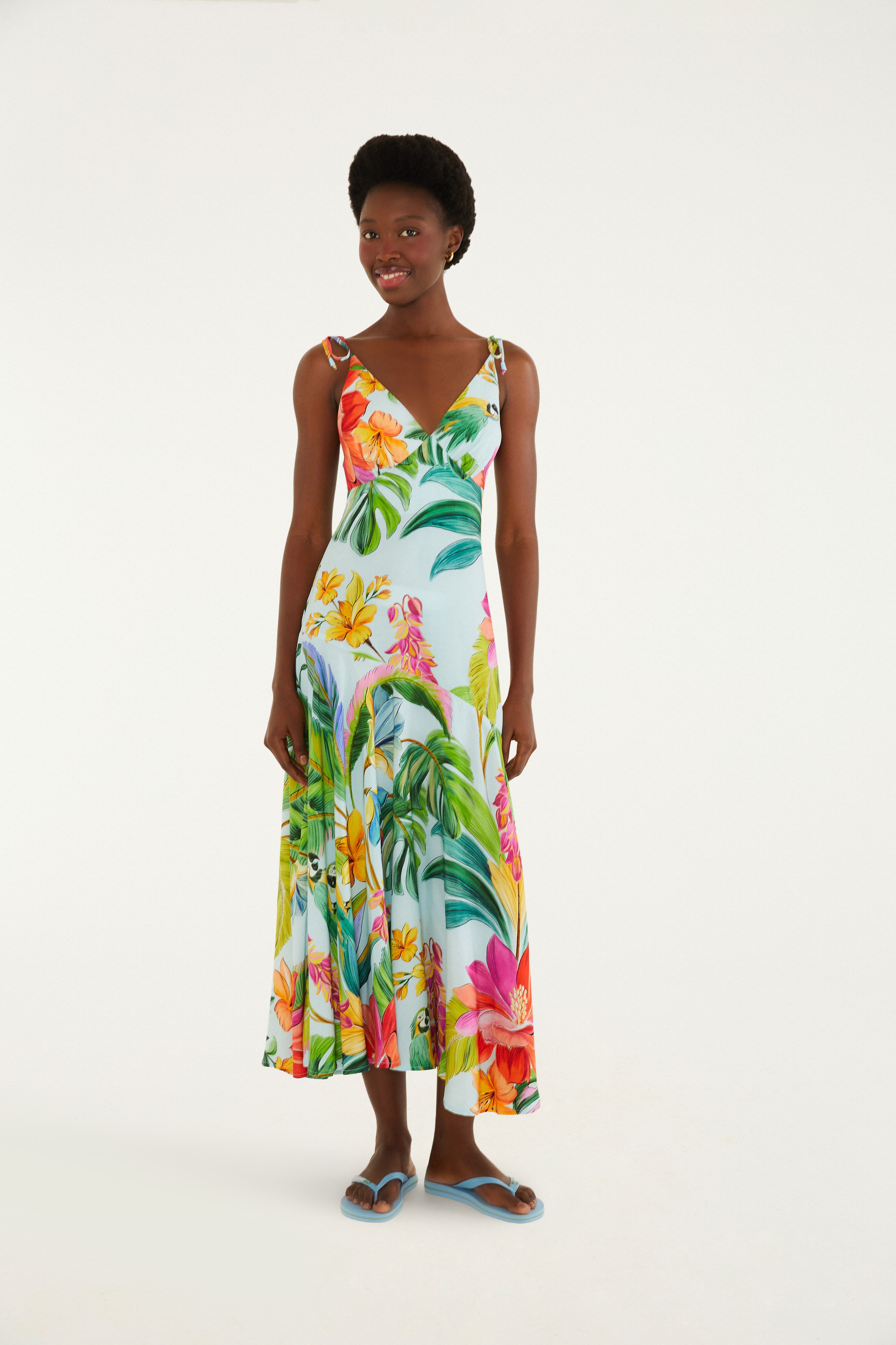 Vestido Cropped Estampado Canto Dos Pássaros