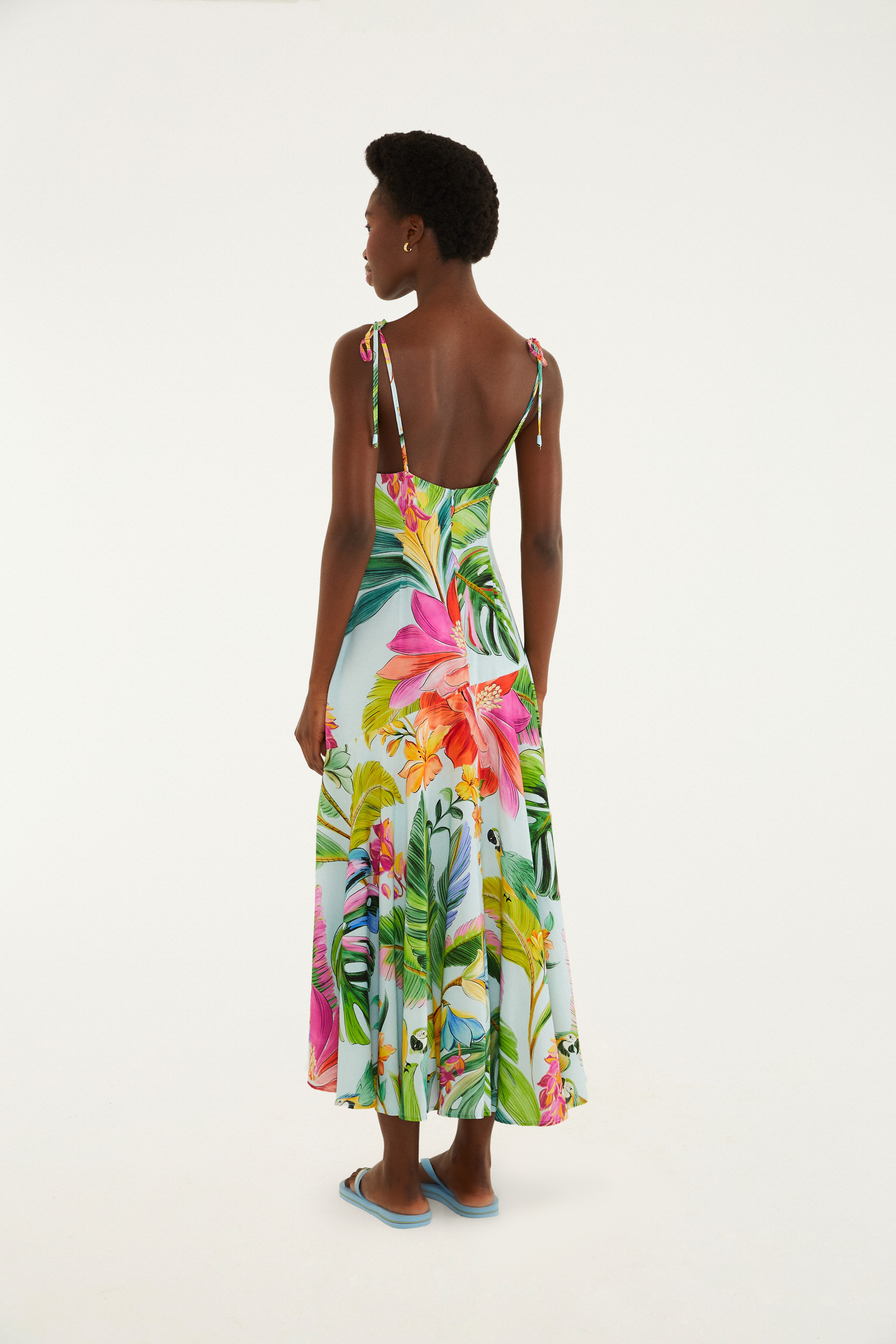 Vestido Cropped Estampado Canto Dos Pássaros