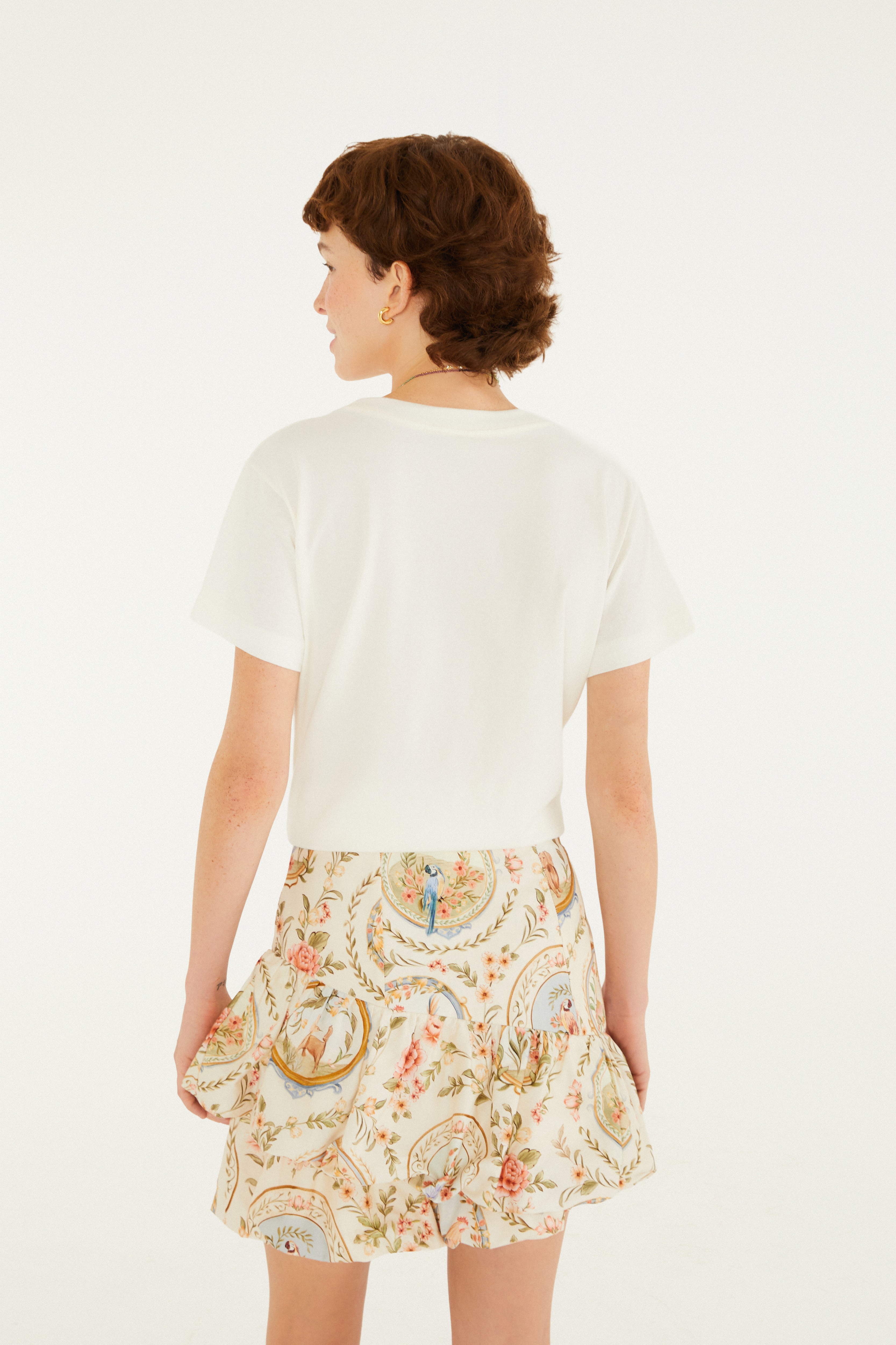 Saia Balonê Estampada Relicário Floral