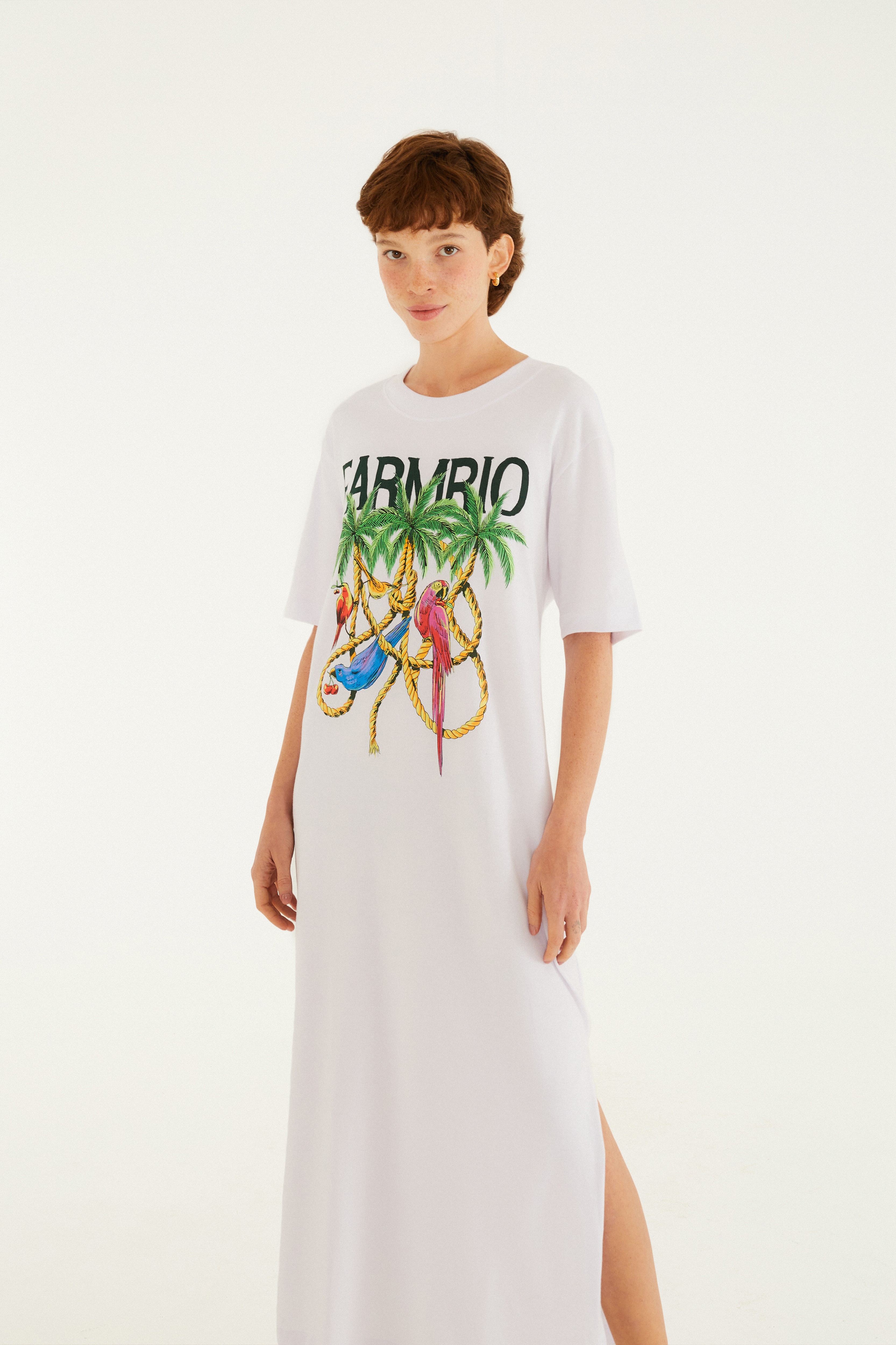 Vestido Midi Cordas e Aves Farm Rio