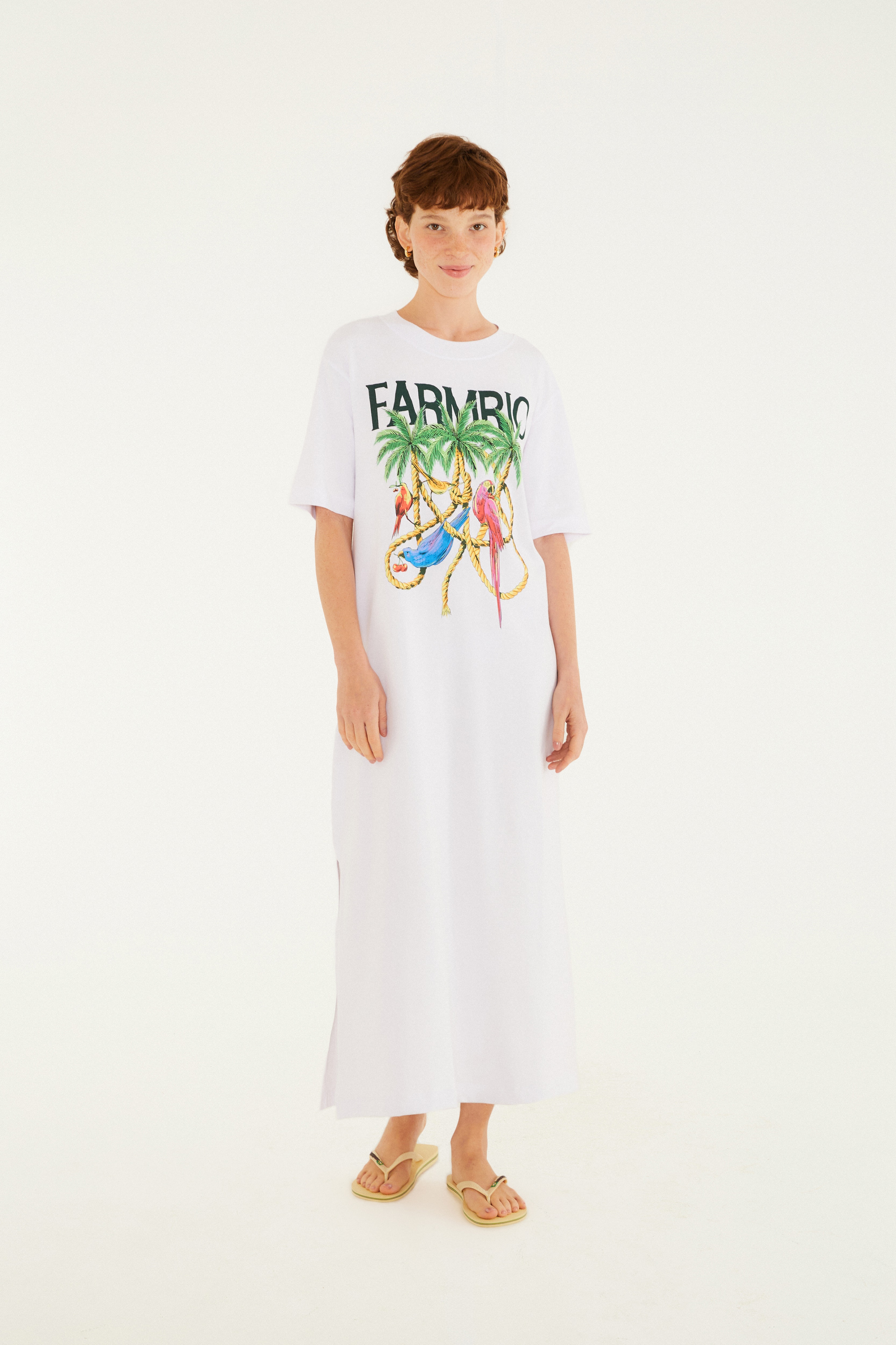 Vestido Midi Cordas e Aves Farm Rio