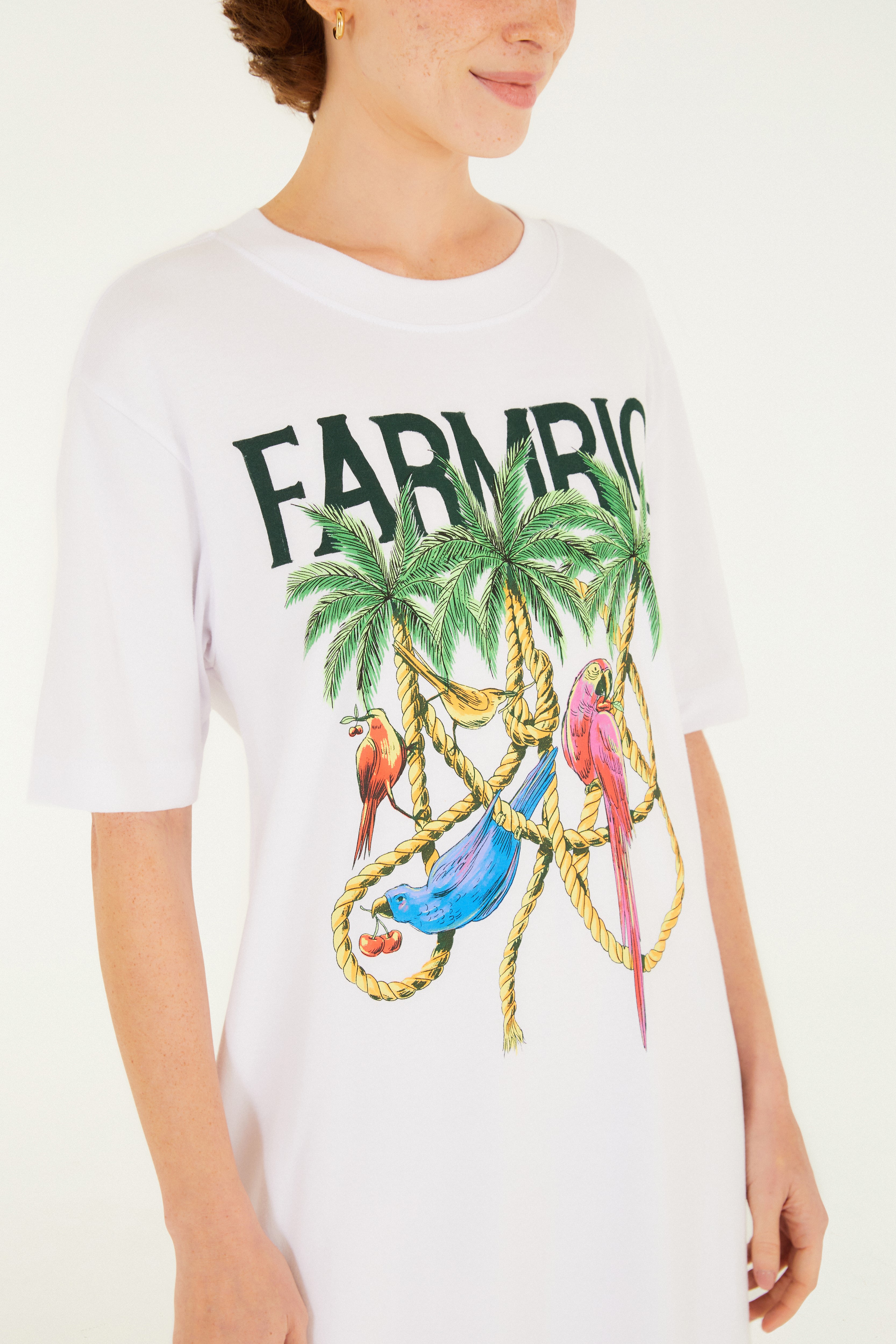 Vestido Midi Cordas e Aves Farm Rio