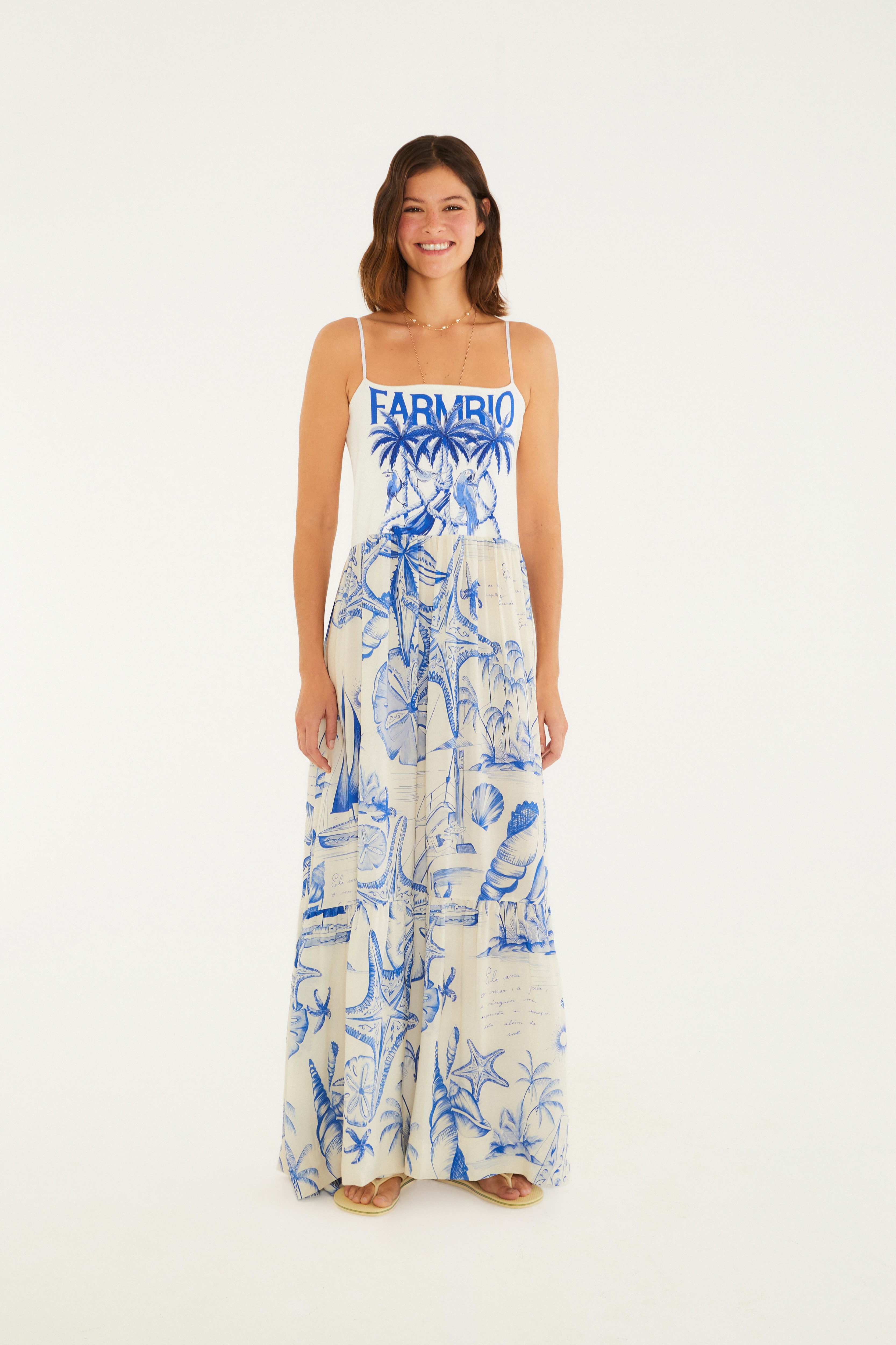 Vestido Midi Cordas e Aves Farm Rio