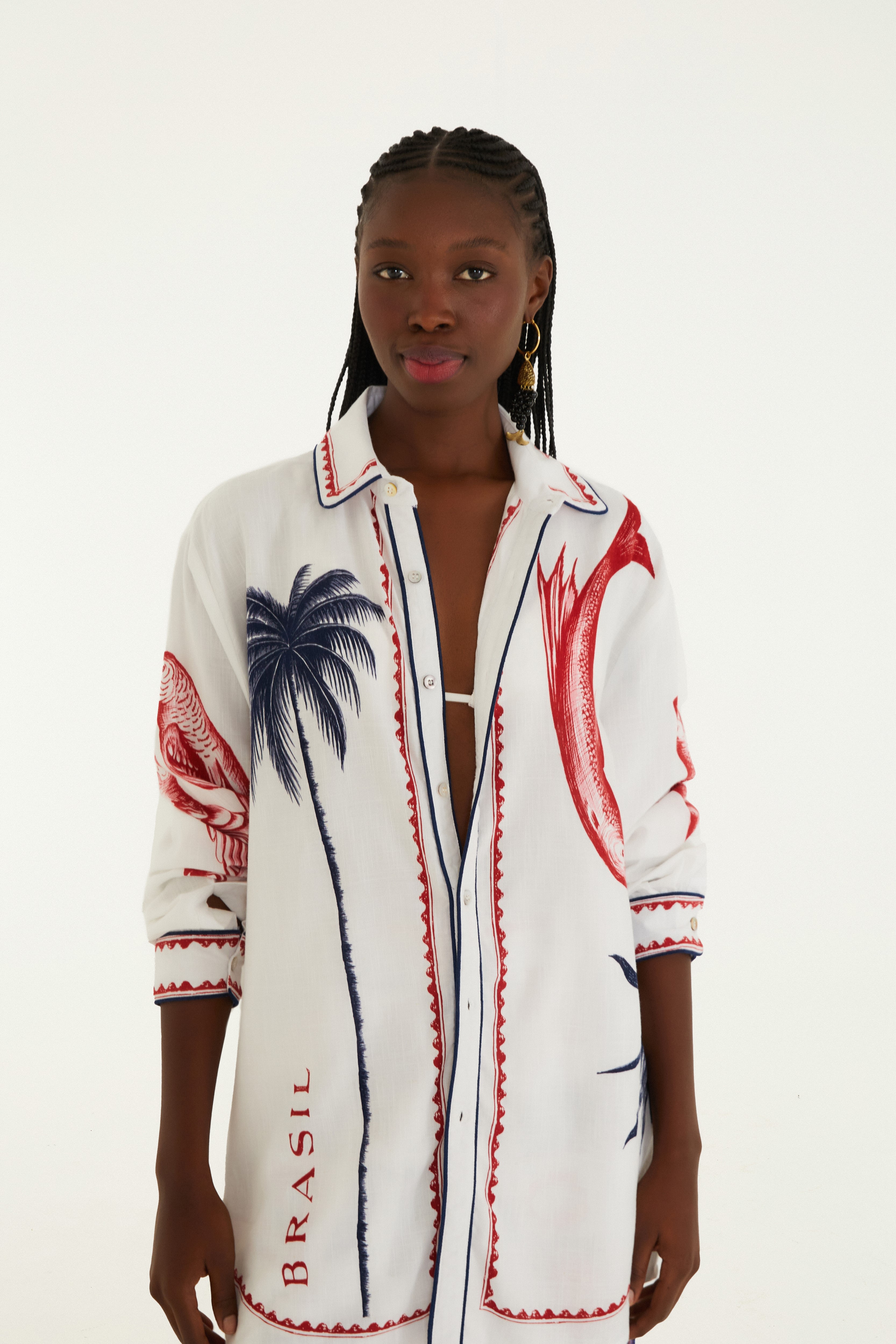 Camisa Estampada Tropical Vintage