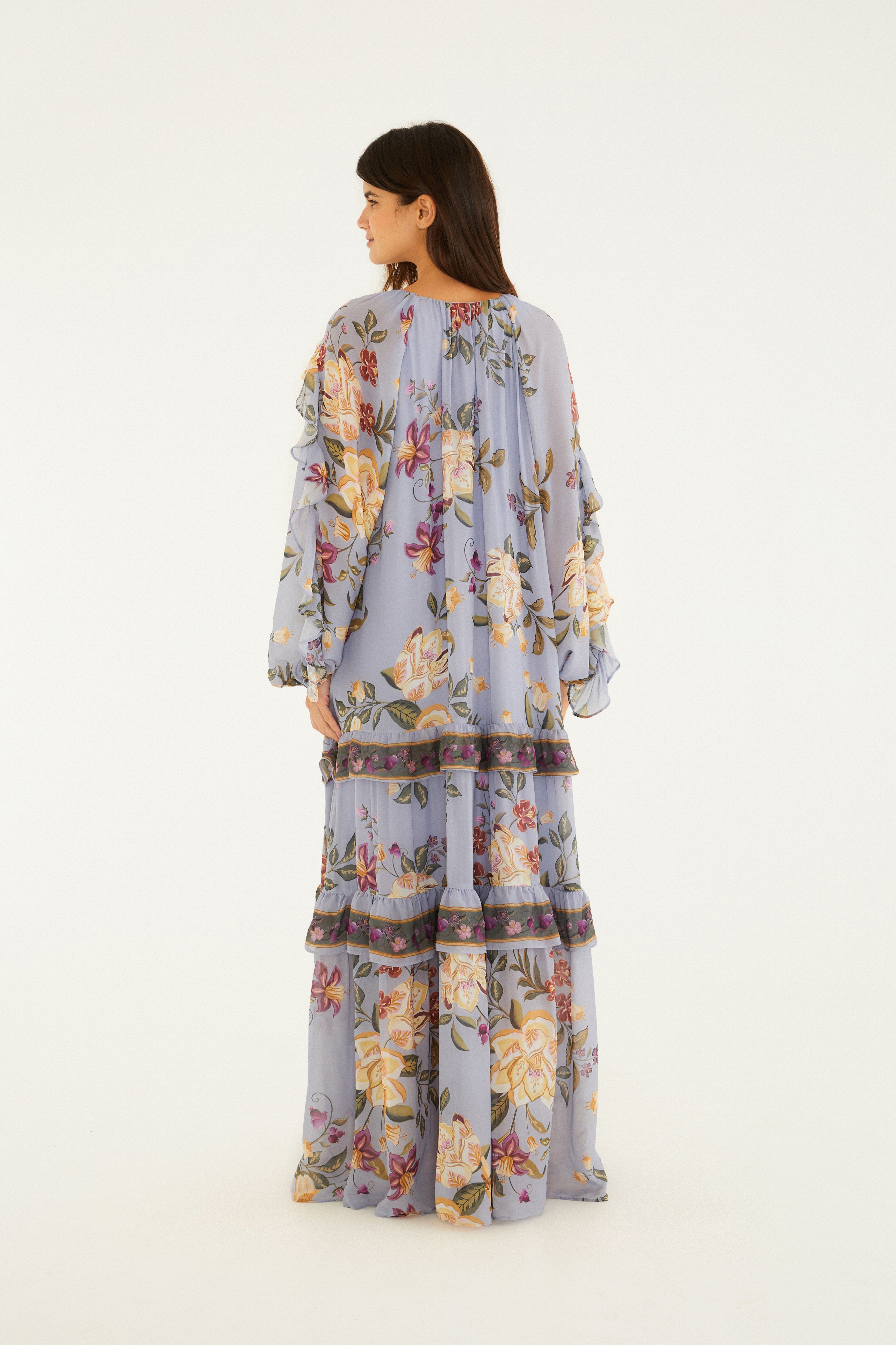 Vestido Babados Estampado Floral Beatriz
