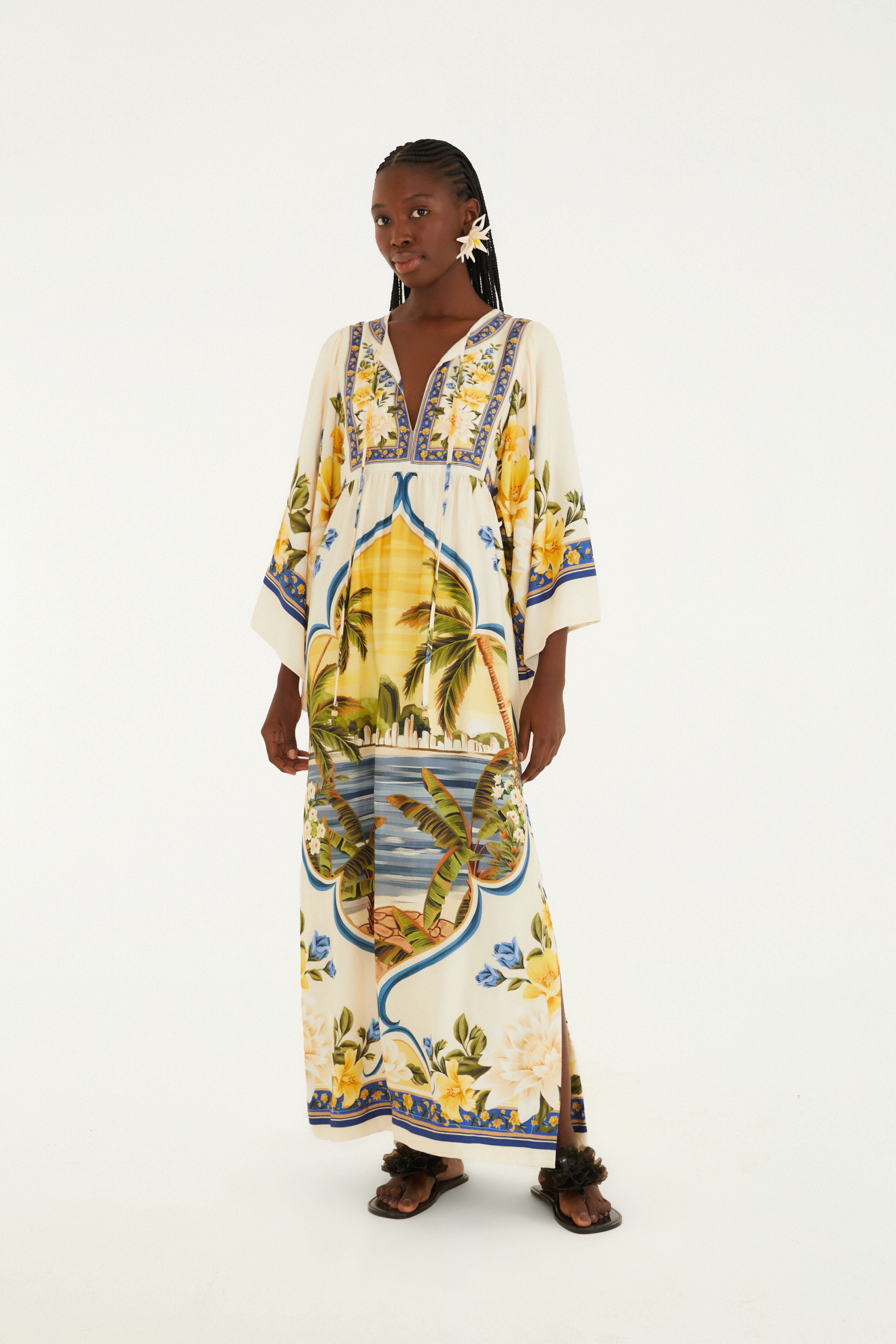 Vestido Estampado Flor Do Rio
