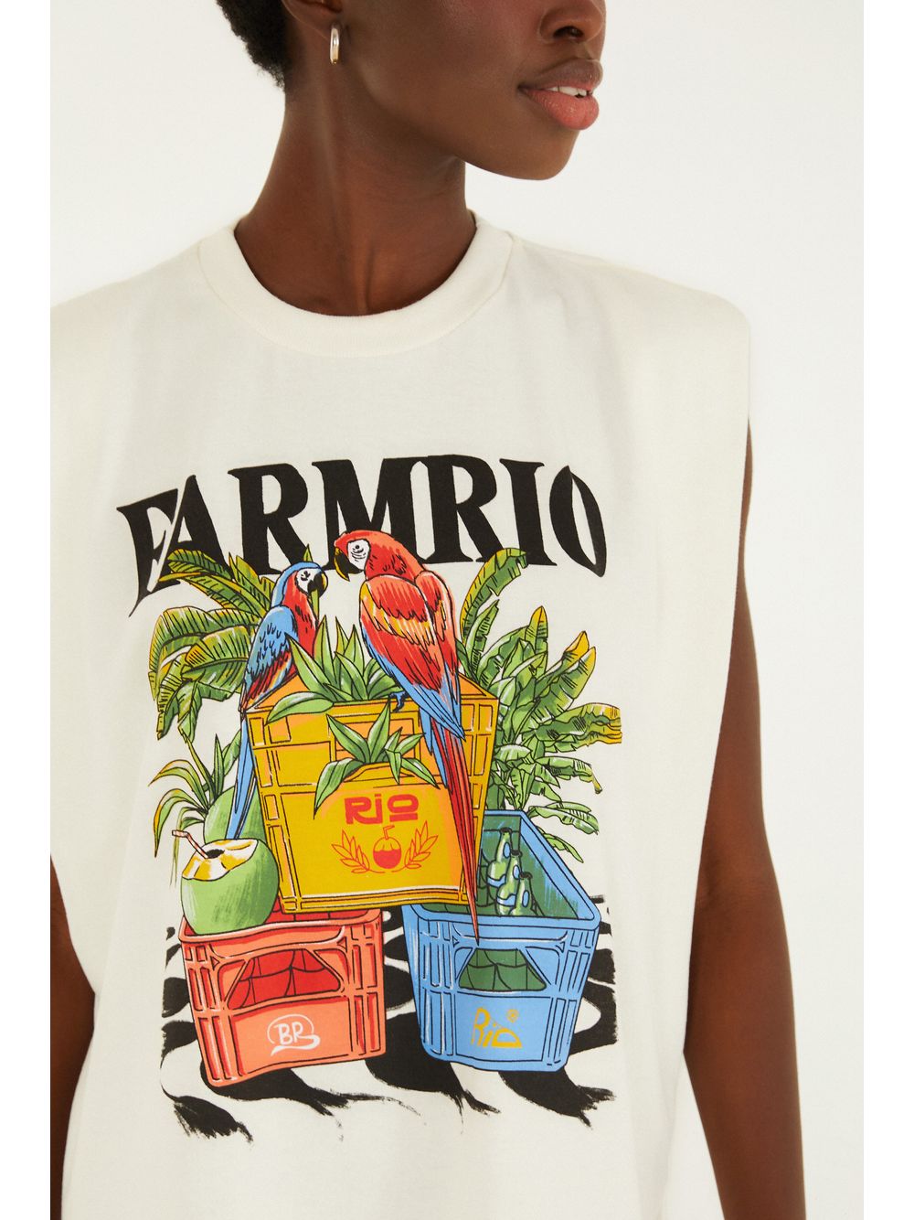 Farm — Vestido Curto Engradados Farm Rio