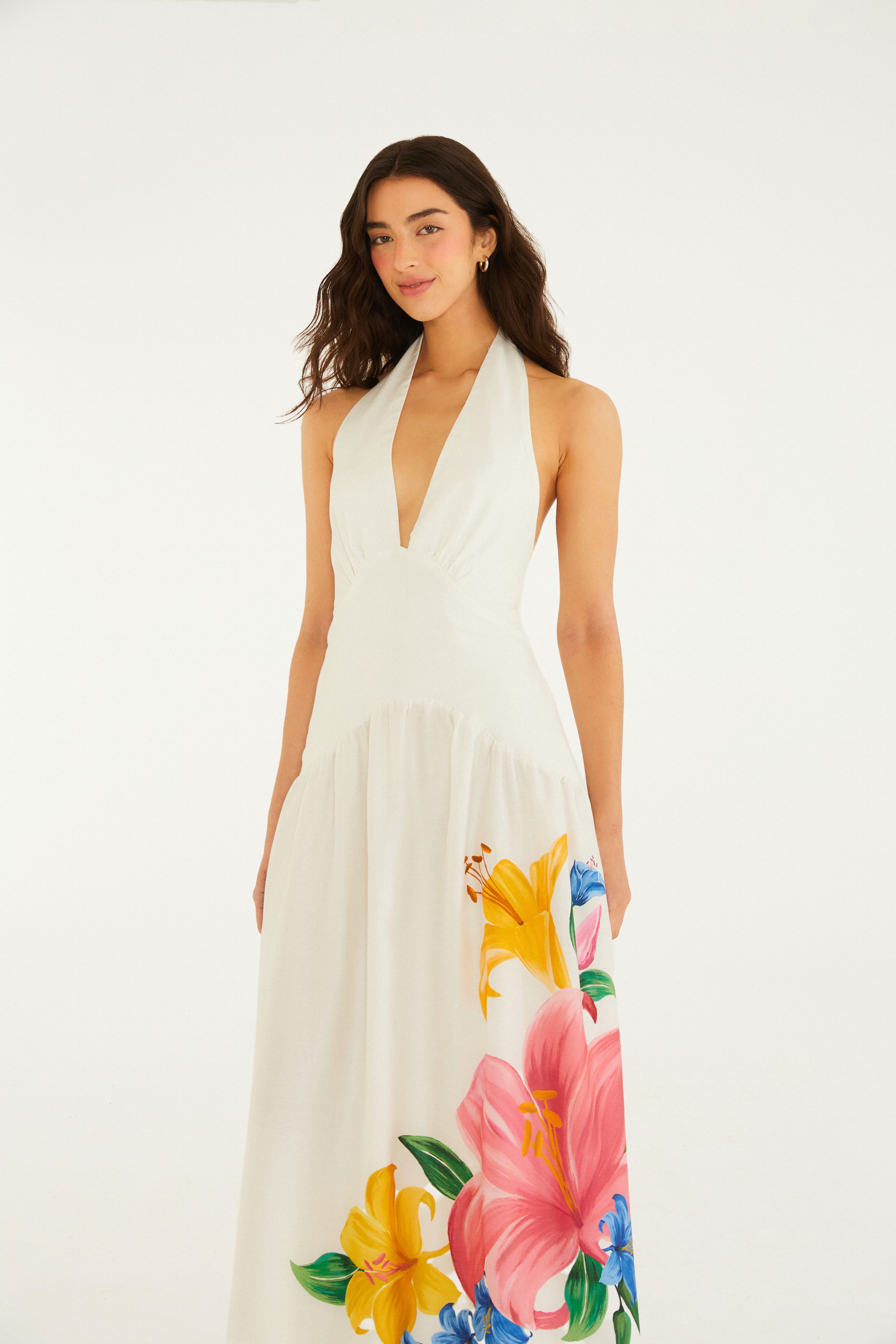 Vestido Cropped Estampado Floral Malu