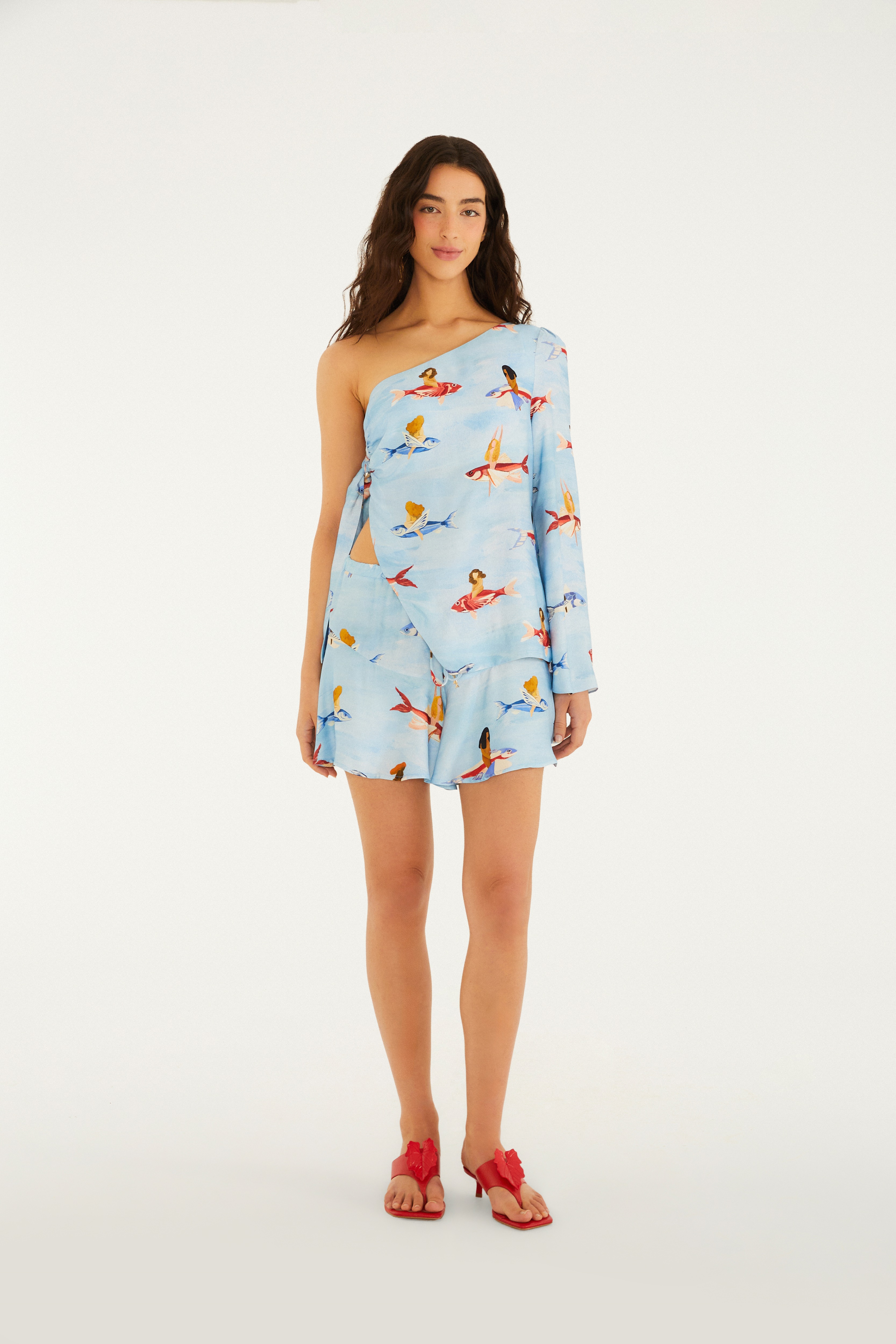 Short Estampado Peixes Voadores