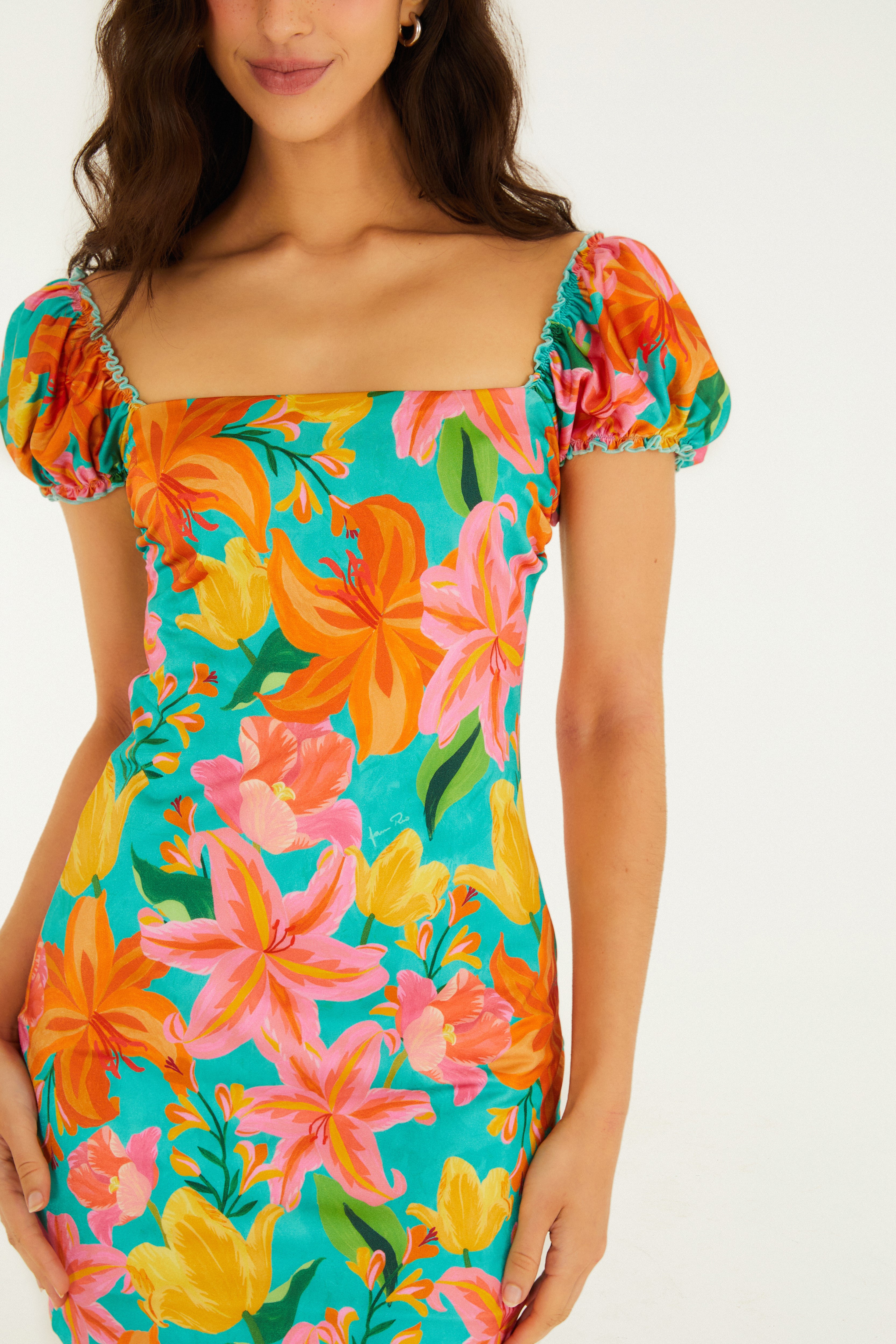 Vestido Curto Estampado Amor De Flor