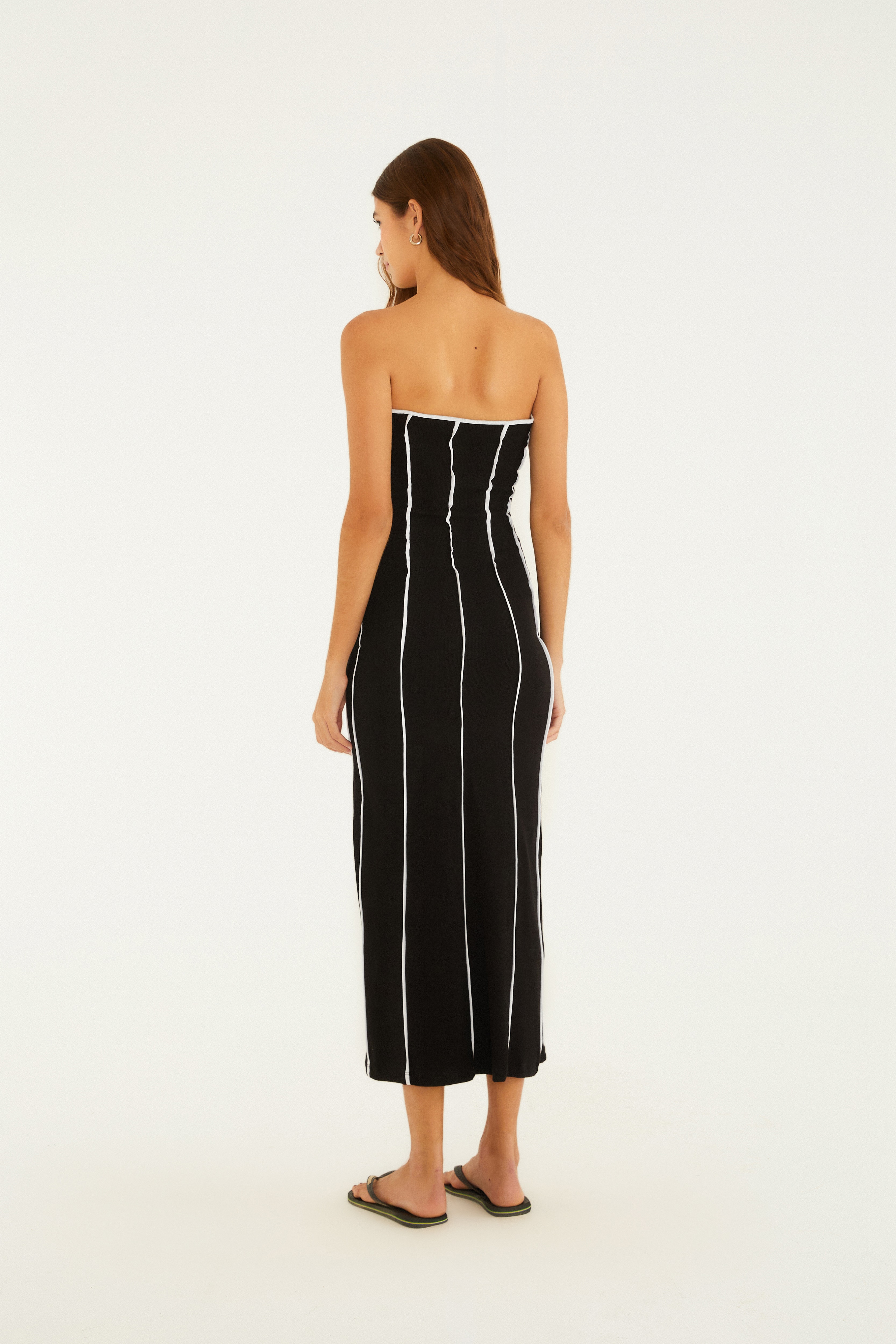 Vestido Midi Viés Bicolor