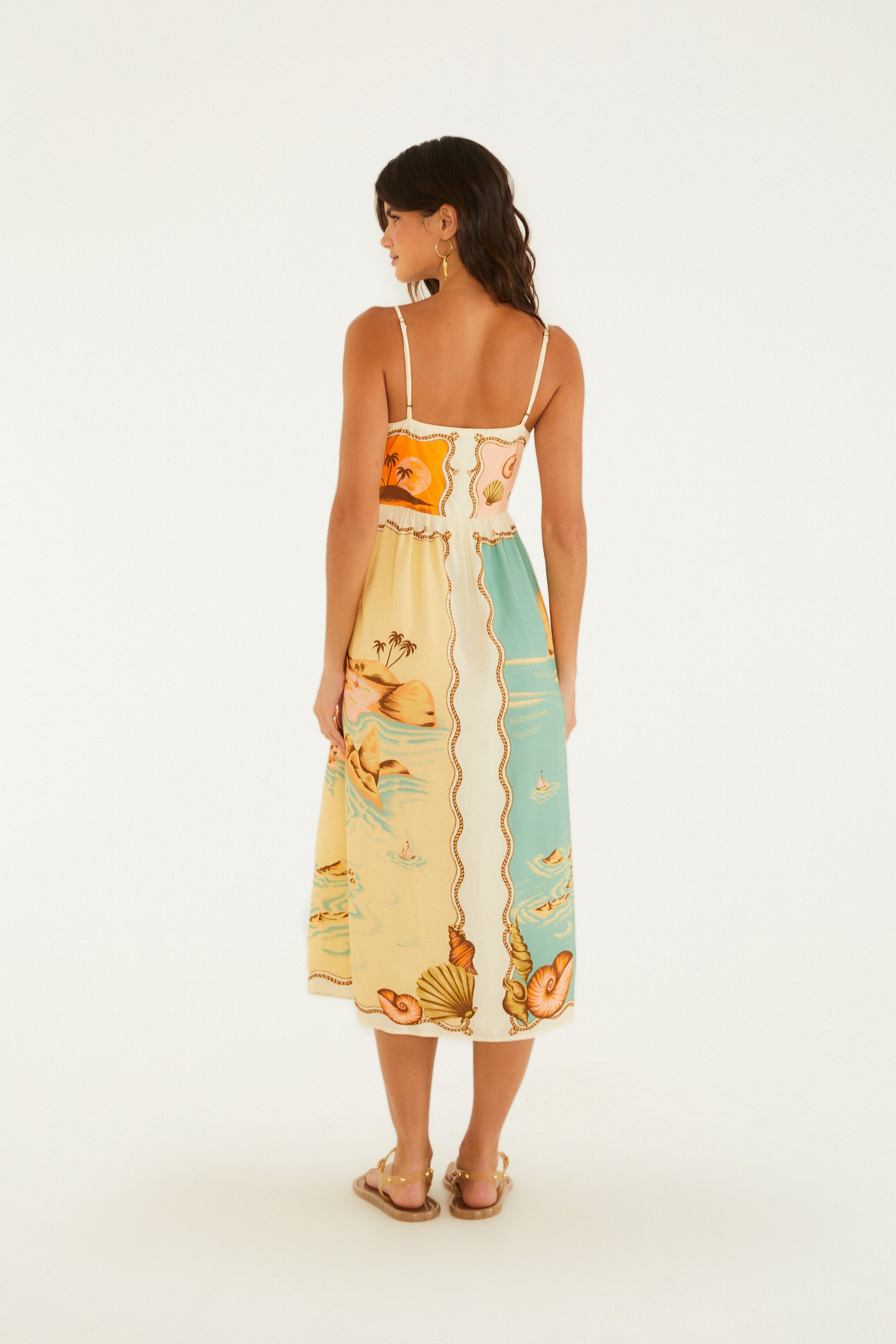 Vestido Midi Estampado Souvenir Litoral