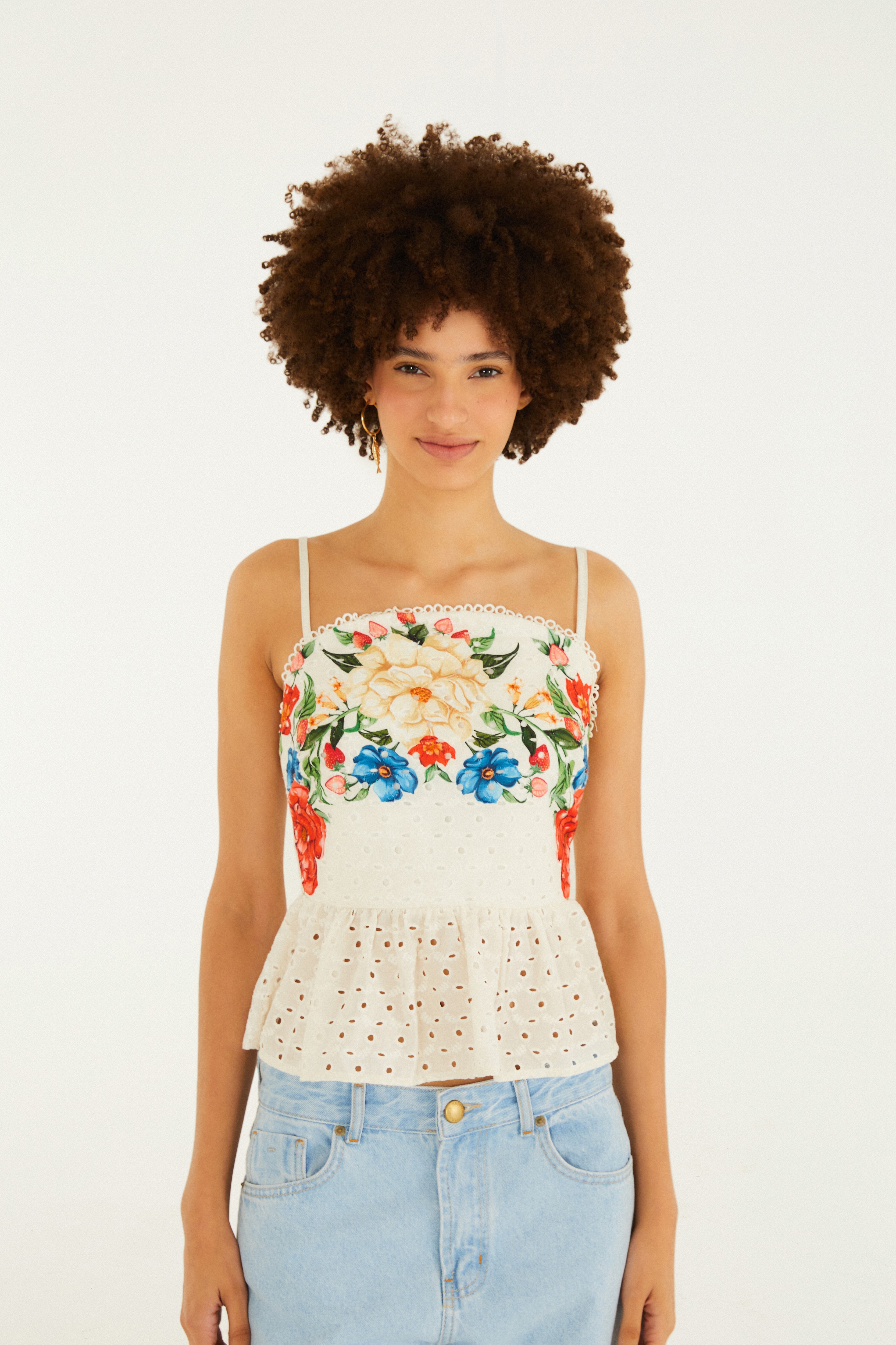 Top Alça Laise Floral Mariana